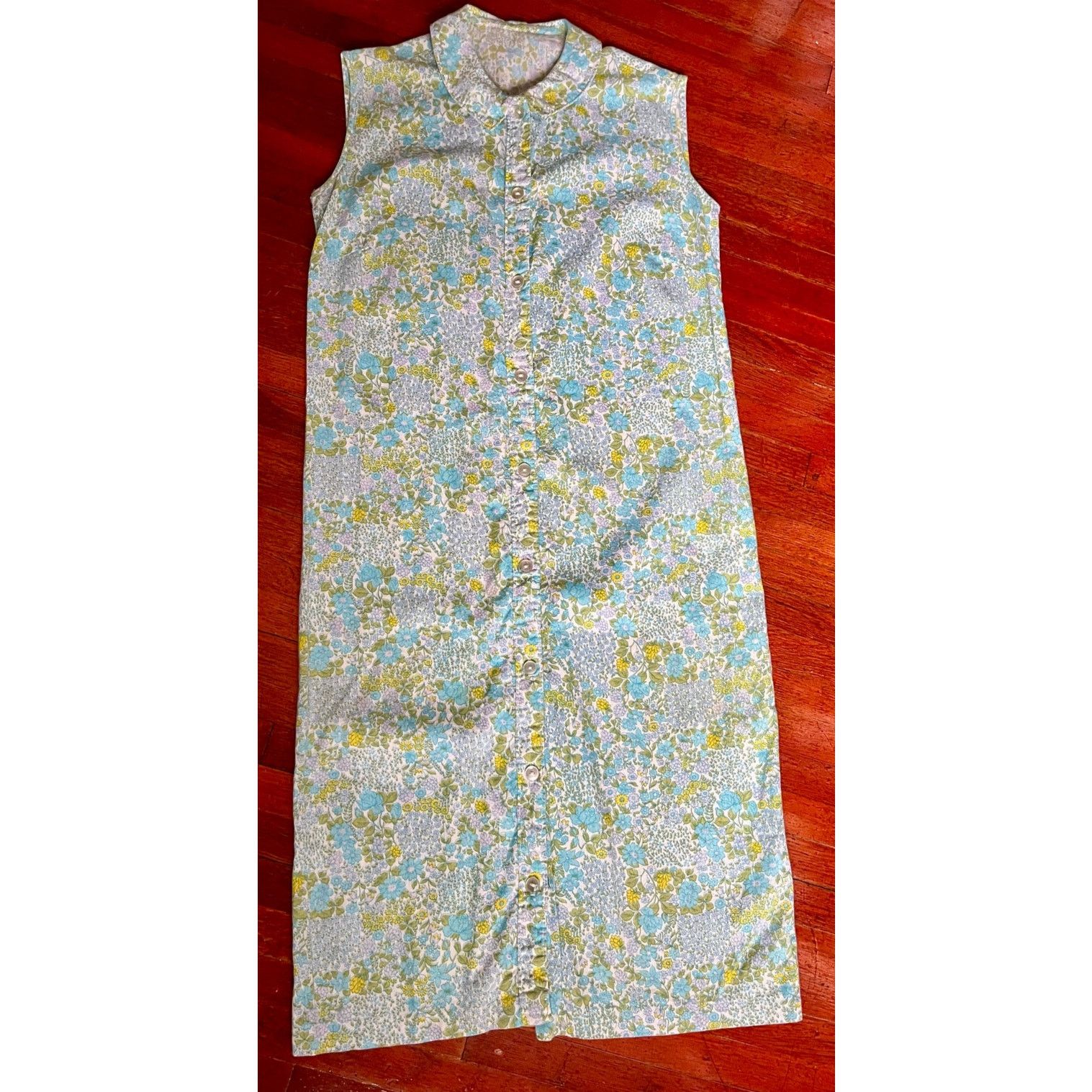 Vintage Vintage 60’s Blue Sleeveless Ditsy Floral Day Dress Small M Size S / US 4 / IT 40 - 2 Thumbnail