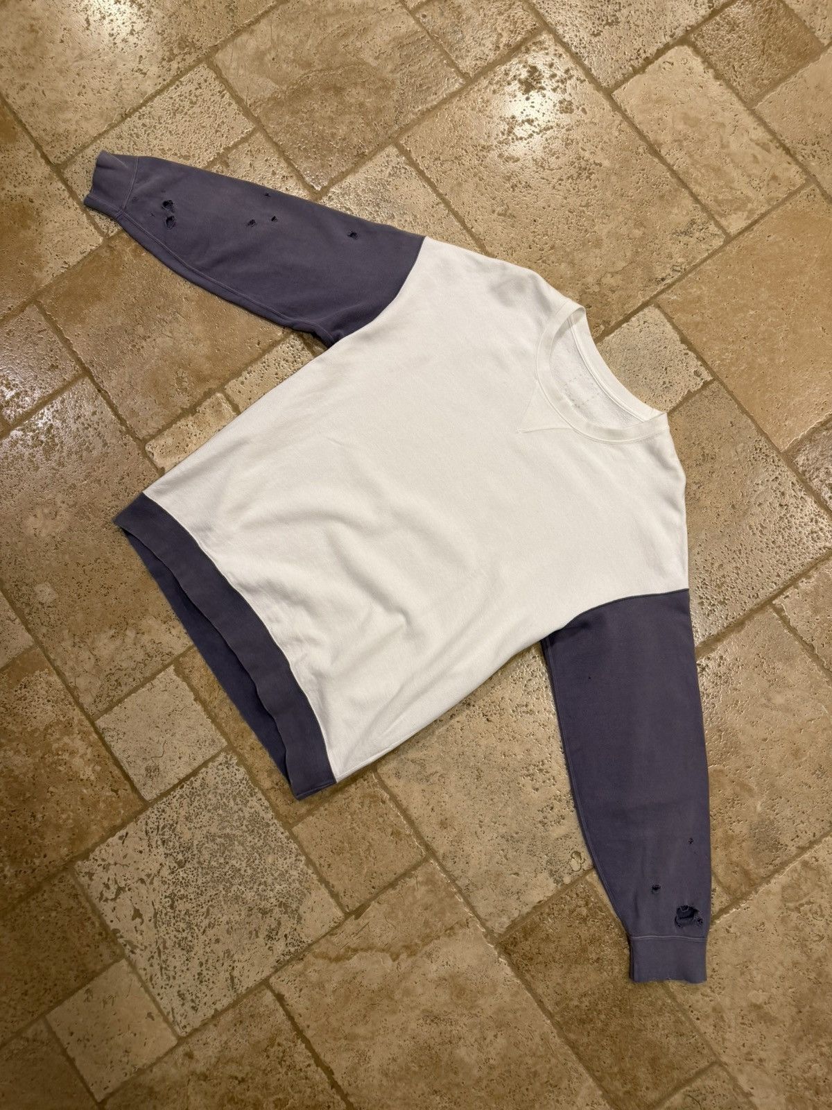 Visvim Visvim SS20 White/Purple Jumbo Crash Distres Sweat L/S Shirt Size US XL / EU 56 / 4 - 5 Thumbnail