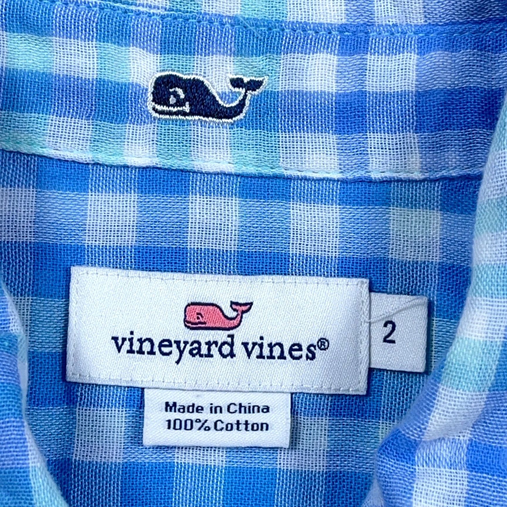 Vineyard Vines VINEYARD VINES Shirt Women 2 Button-Up Tartan Plaid Light Blue Cotton Color Blue Plaid Pattern Casual Womens Size XS / US 0-2 / IT 36-38 - 3 Thumbnail