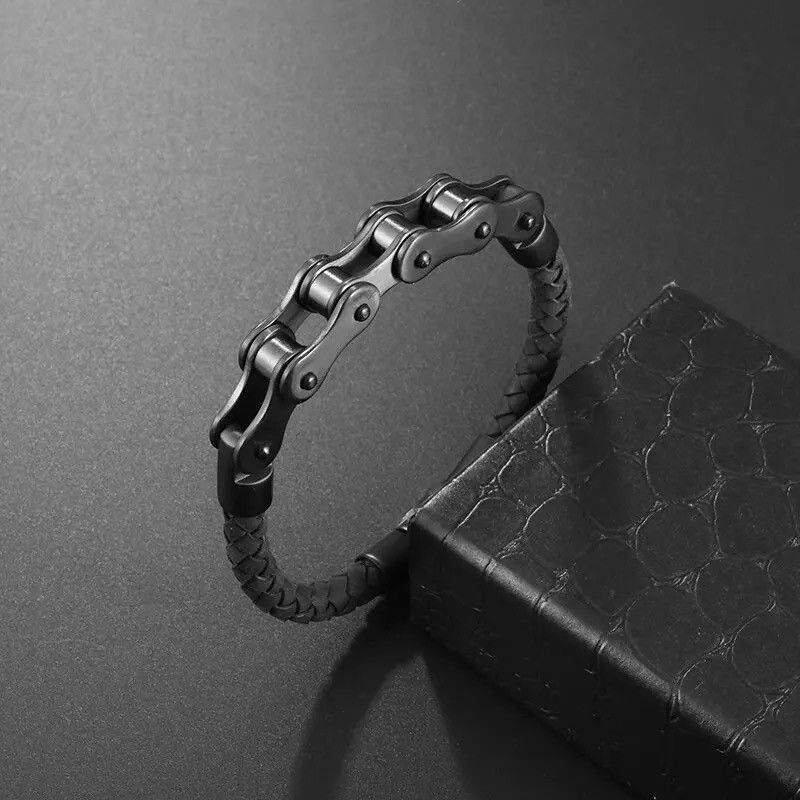 Vintage Punk Rock Men Vintage Black Bicycle Chain Bracelets Size ONE SIZE - 3 Thumbnail