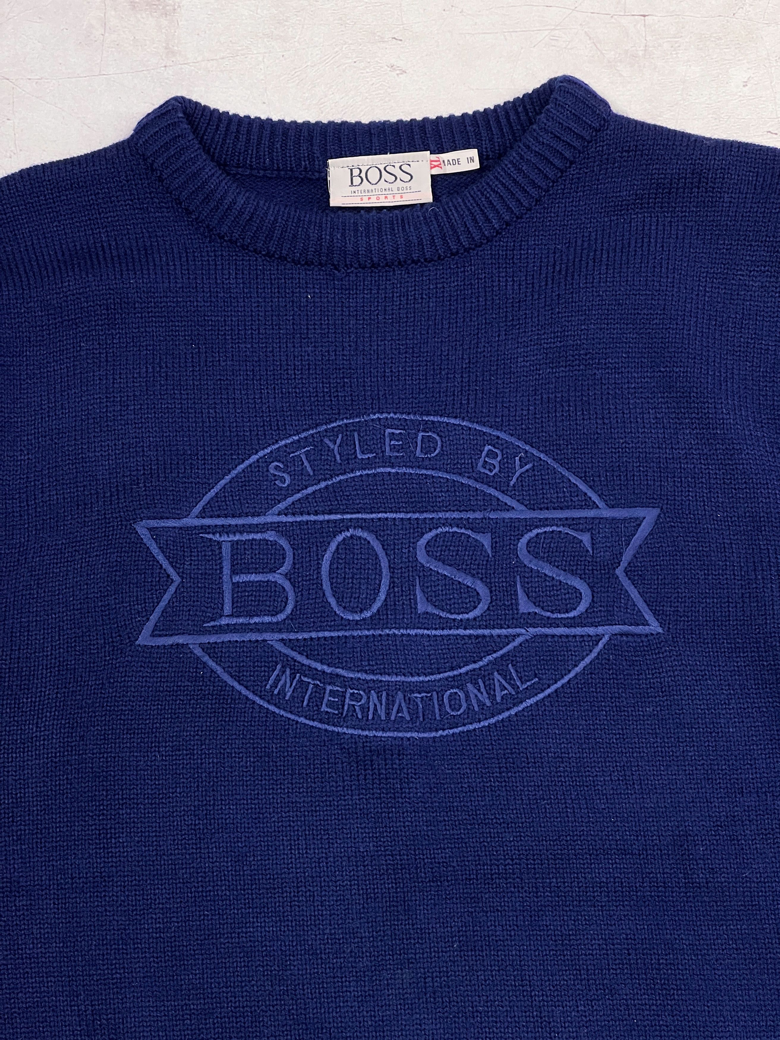 Hugo Boss × Vintage Vintage Hugo Boss Knit Sweater Embroidered Big Logo Size US M / EU 48-50 / 2 - 6 Thumbnail