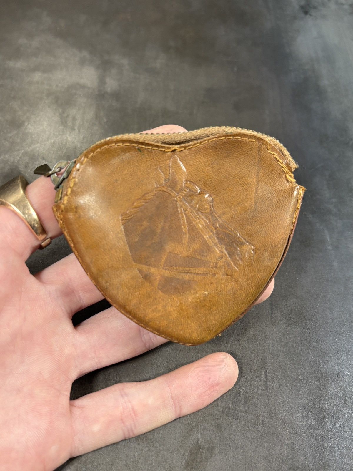 Vintage True Vintage Leather Coin Purse West Germany Horse Brass 60s Size ONE SIZE - 15 Thumbnail