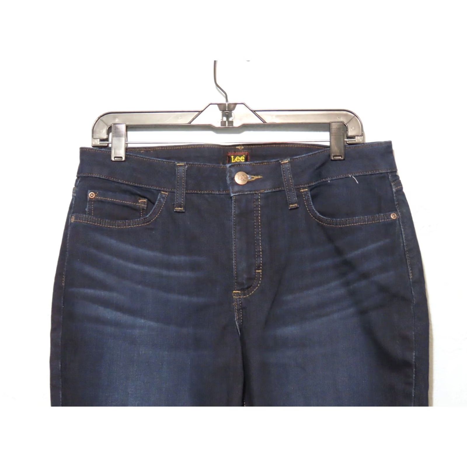 Lee Lee Jeans Women 12 Petite Deep Dyed Midrise Regular Straight Leg Blue NWT Size 34" / US 12 / IT 48 - 3 Thumbnail