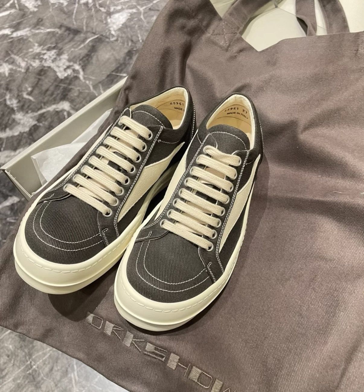 Rick Owens Rick Owens DRKSHDW green canvas low-top Size US 7 / IT 37 - 6 Thumbnail