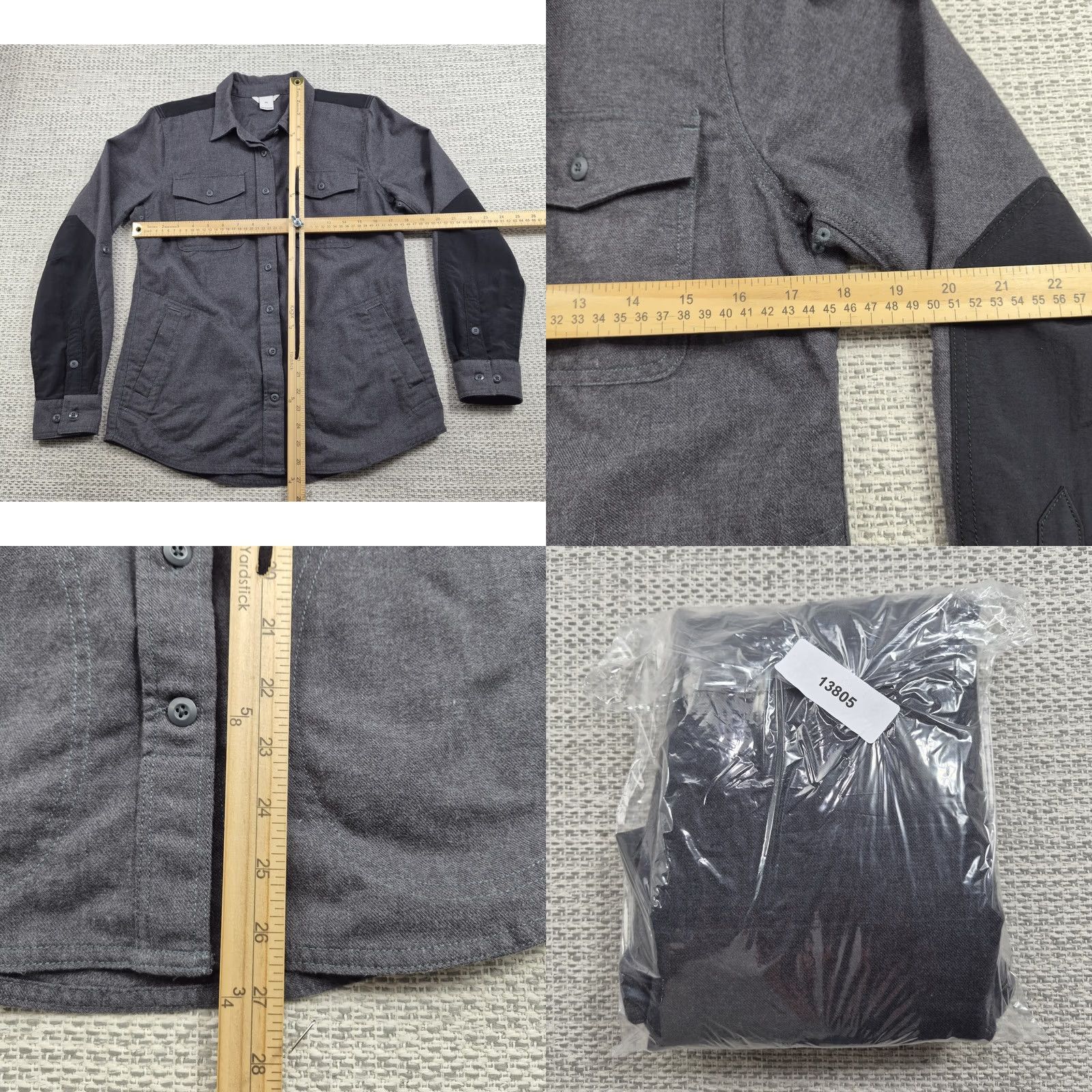Duluth Trading Company Duluth Trading Co Shirt Jacket Womens XS Gray Flannel Button Front Elbow Patch Size XS / US 0-2 / IT 36-38 - 9 Thumbnail
