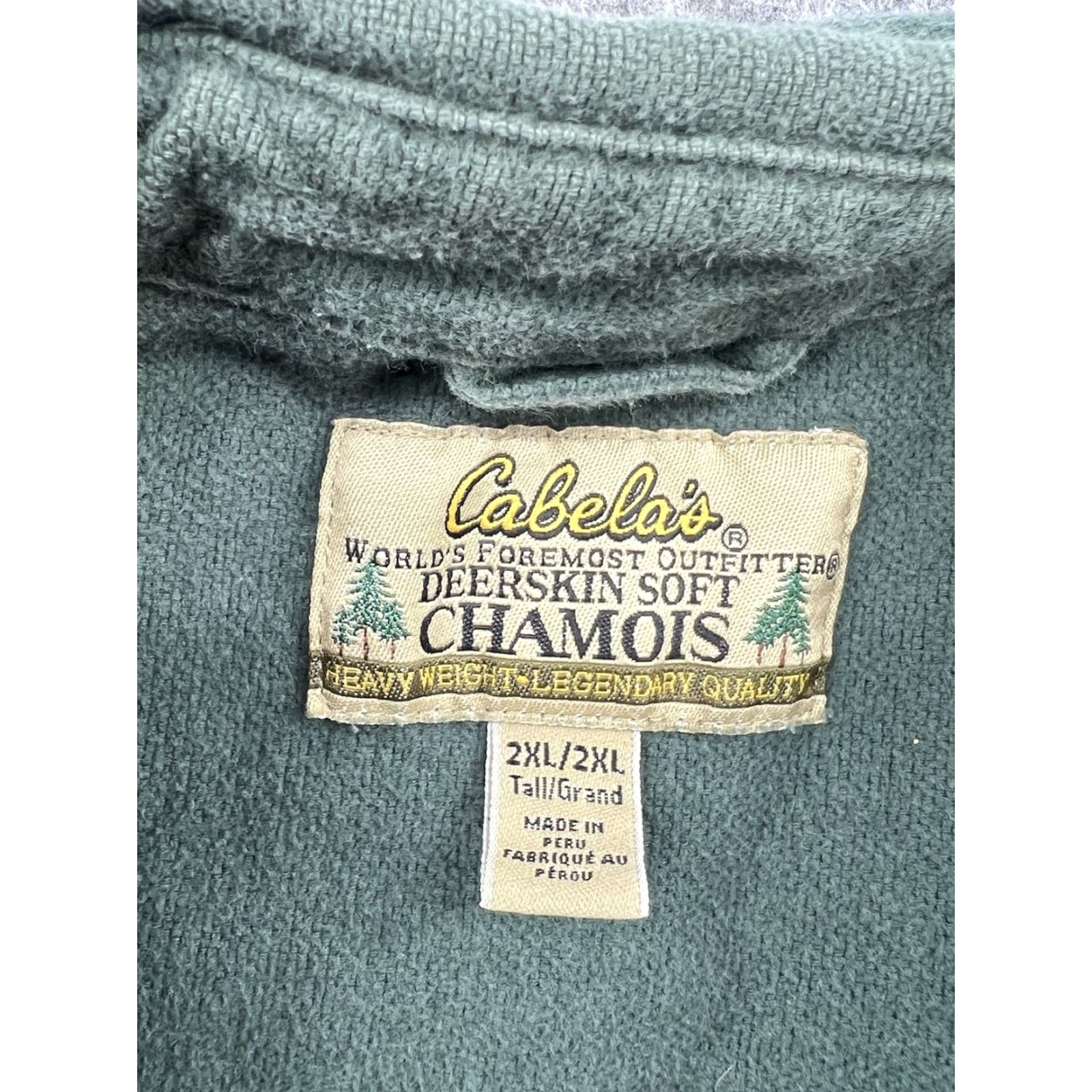 Vintage Cabela's Deerskin Soft Chamois Green Men's Button Up Shirt 2XL Outdoor Wear Shirt Men Green 90s Classic Outdoor Size US XXL / EU 58 / 5 - 5 Thumbnail