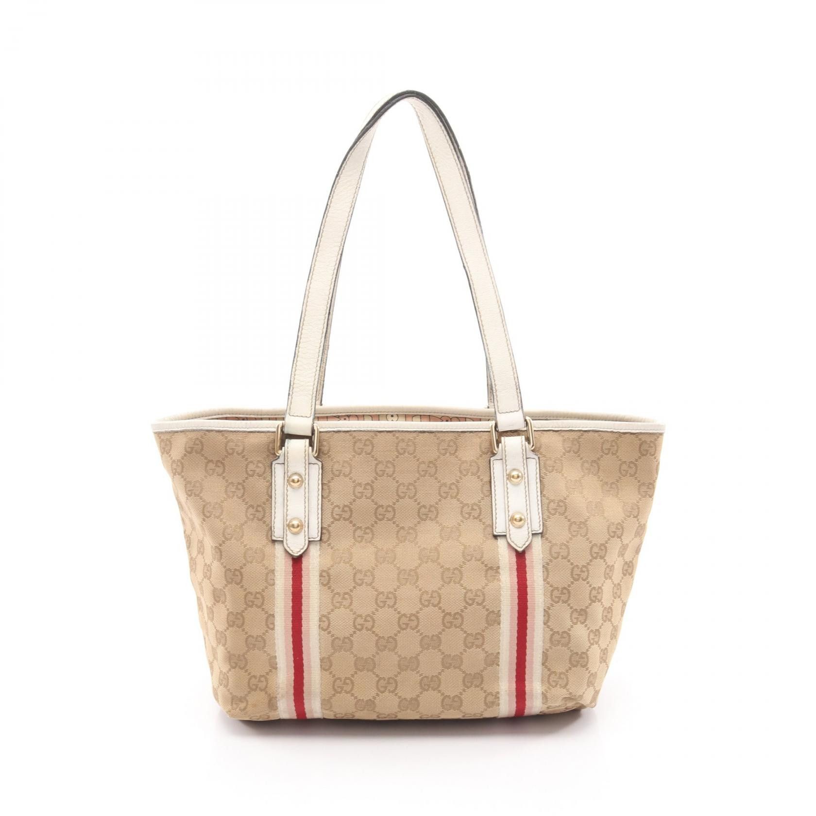 Gucci Gucci Gucci GG Canvas Tote Bag Leather Tote Bag 137396 DUTY FREE for USA Size ONE SIZE - 1 Thumbnail
