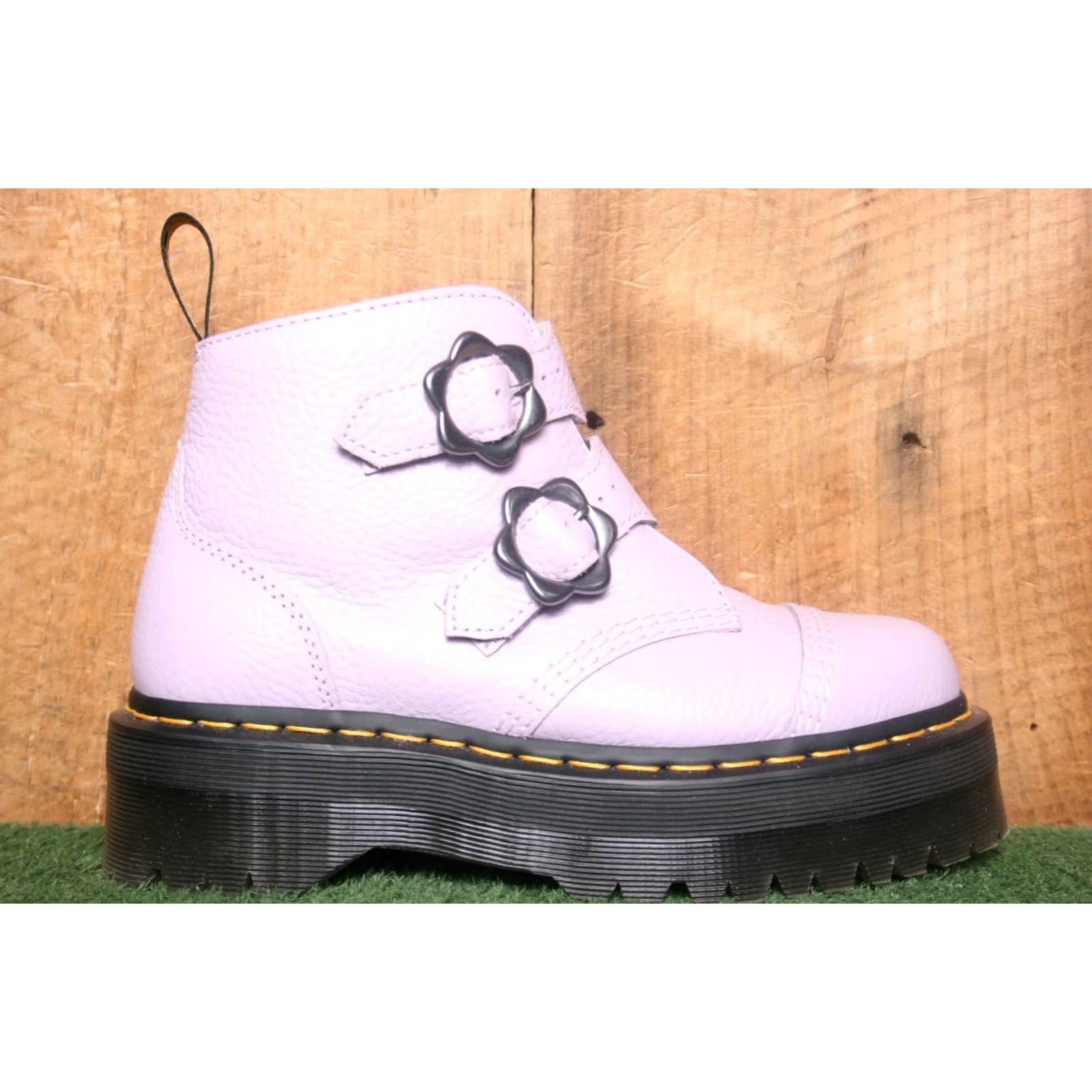 Dr. Martens Dr. Martens Devon Flower Lilac Pebbled Leather Platform Boots Womens UK 5 US 7 Leather Buckle Ankle" Size US 5 / IT 35 - 2 Thumbnail