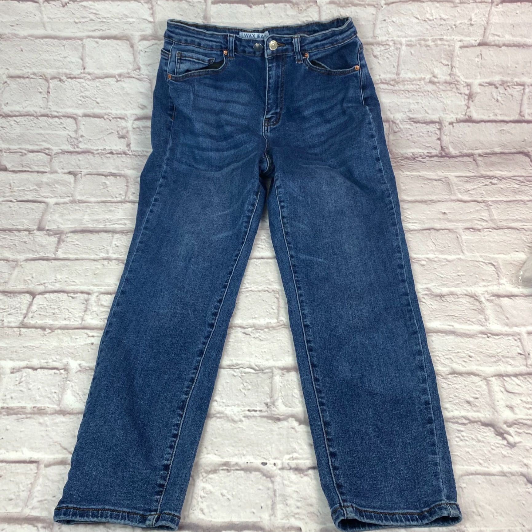 Vintage Wax Jean Jeans Slim Straight High Rise Denim Dark Blue 9 / 29 Blue Womens Adult Regular 26 in 26 Blue Slim Straight Jeans Size 30" / US 8 / IT 44 - 2 Thumbnail