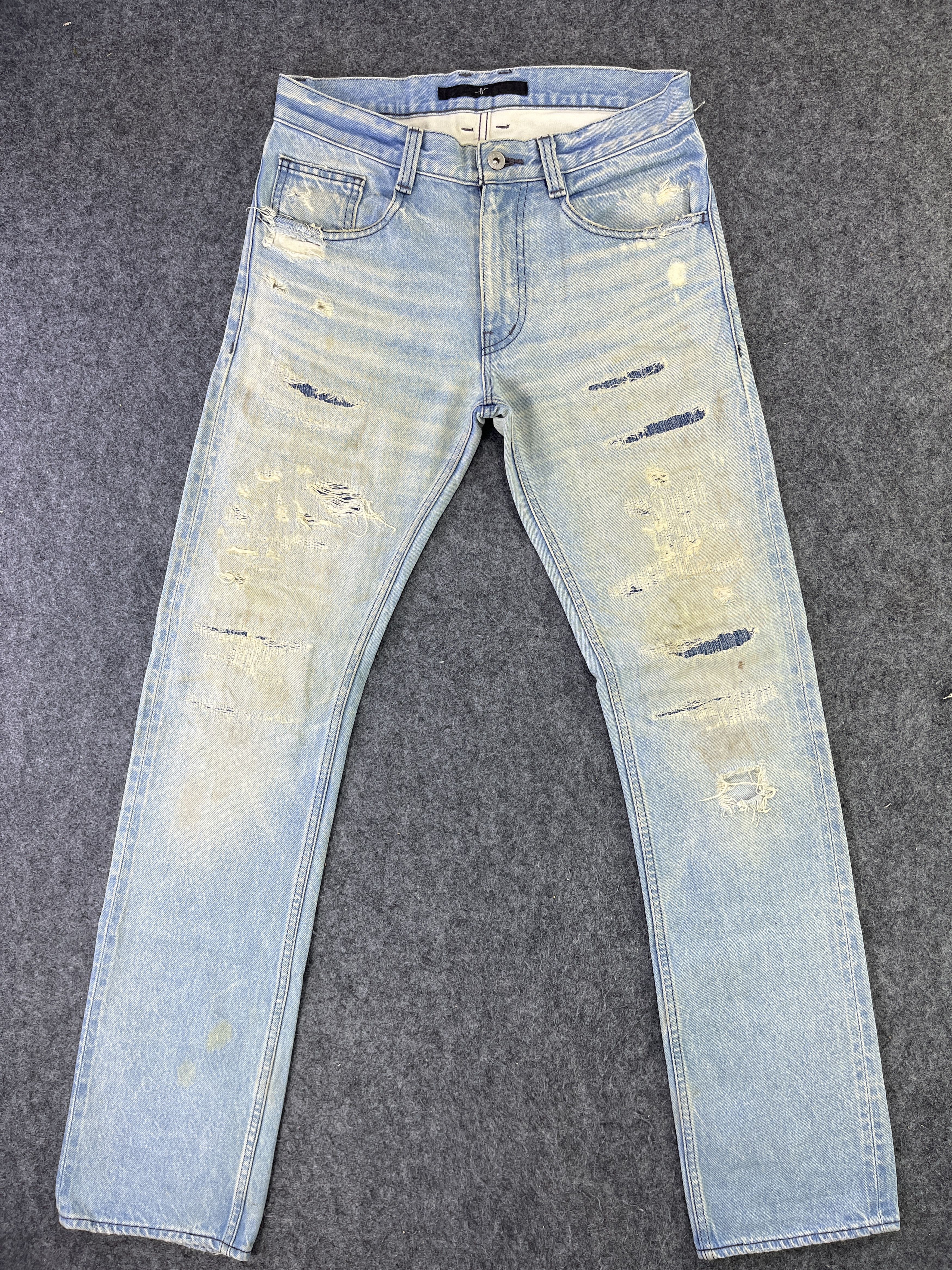Japanese Brand NO ID Distressed Jeans Red Line Denim - J835 Size 32" / US 10 / IT 46 - 1 Thumbnail