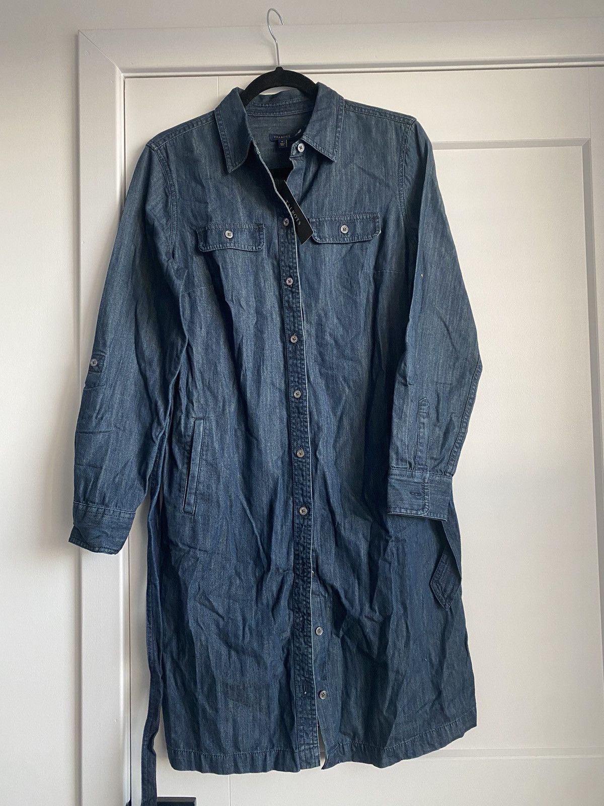 Talbots Talbots Sz6Long Roll Tab Sleeve denim tie waist Dress NWT Size M / US 6-8 / IT 42-44 - 3 Thumbnail