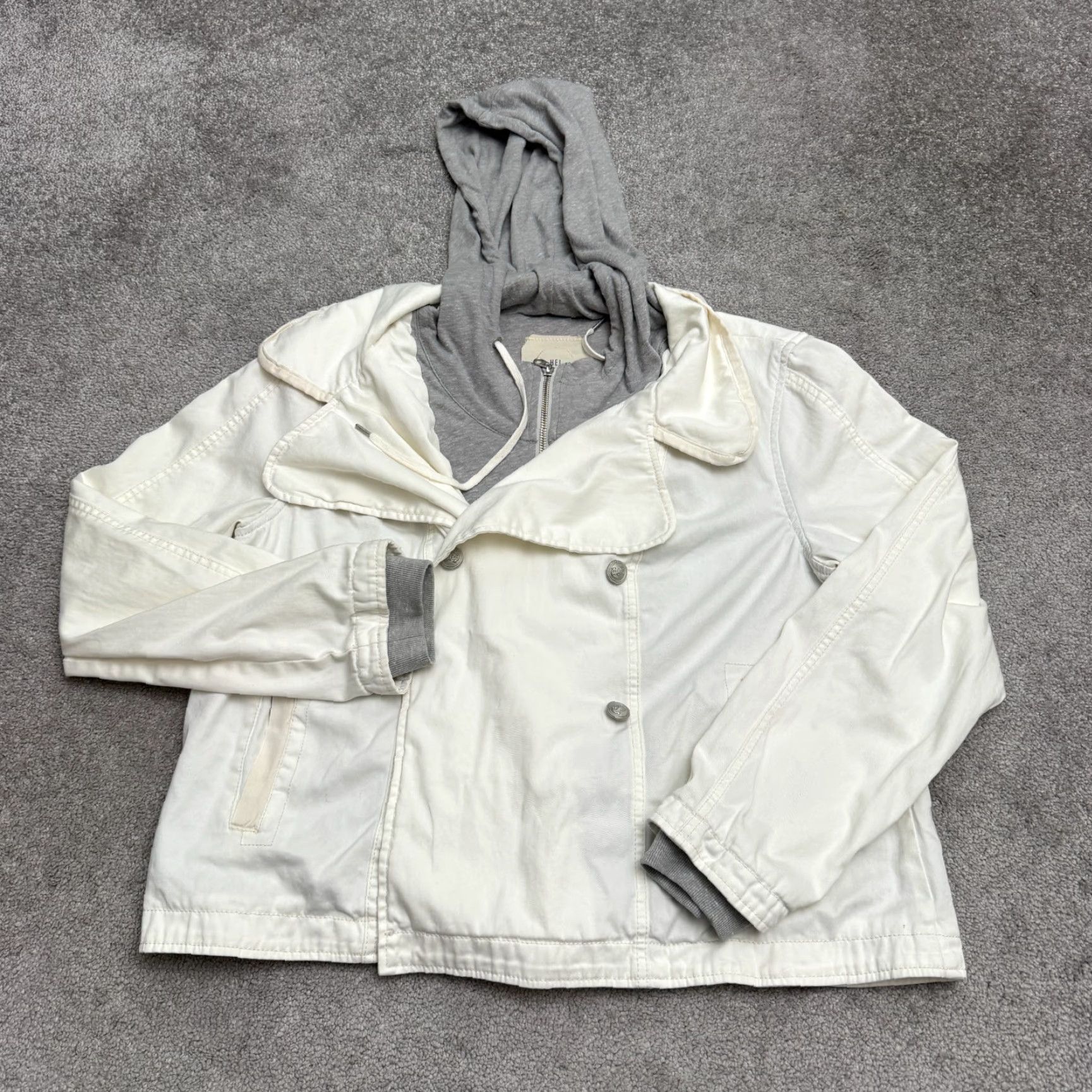Anthropologie Anthropologie Hei Hei Utility Double Layer Hoodie Jacket Womens Large White Coat Size L / US 10 / IT 46 - 2 Thumbnail