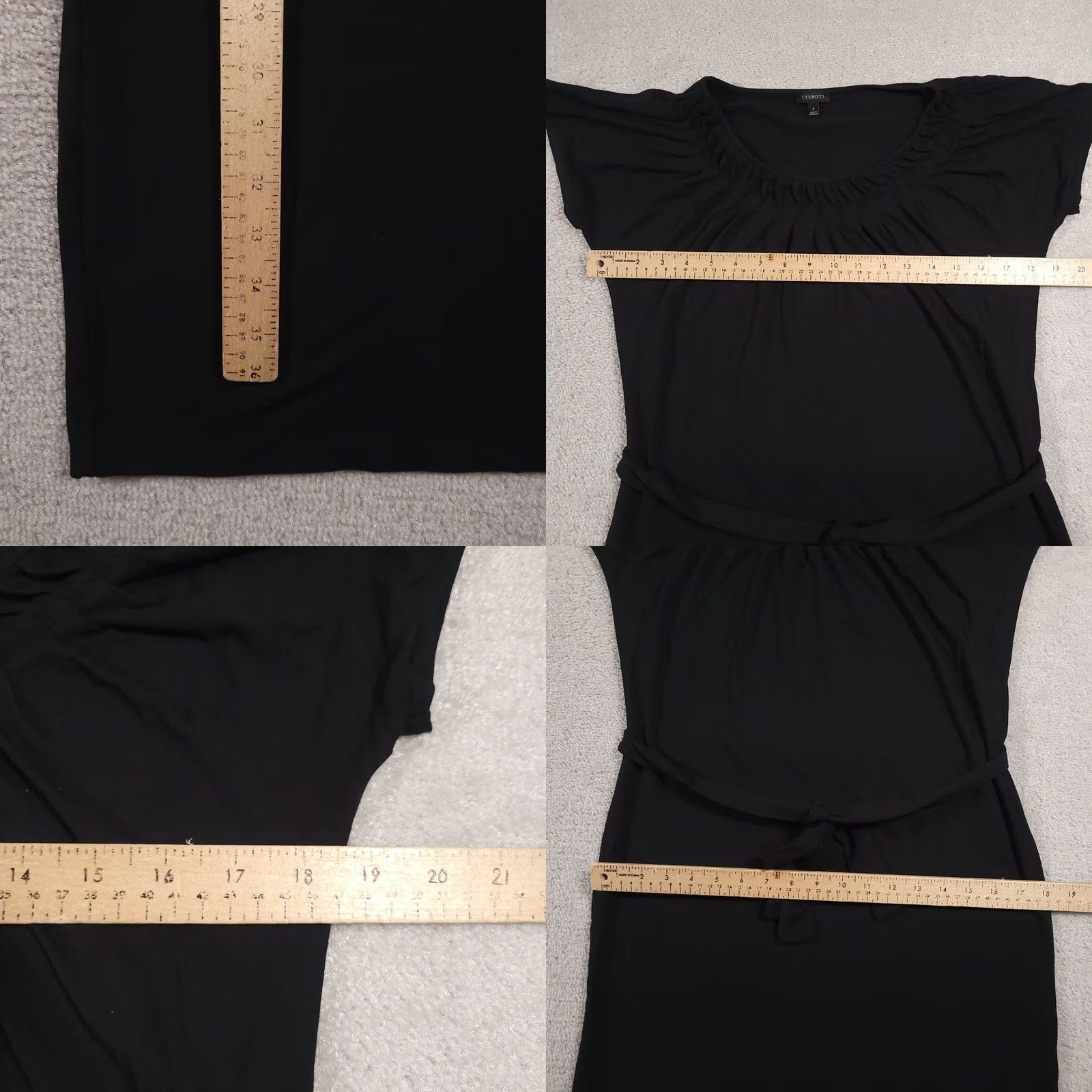 Talbots Talbots Dress Womens Small Black Short Sleeve Belted Knee Length Rayon Spandex Casual Workwear Travel Size 28" / US 6 / IT 42 - 8 Thumbnail