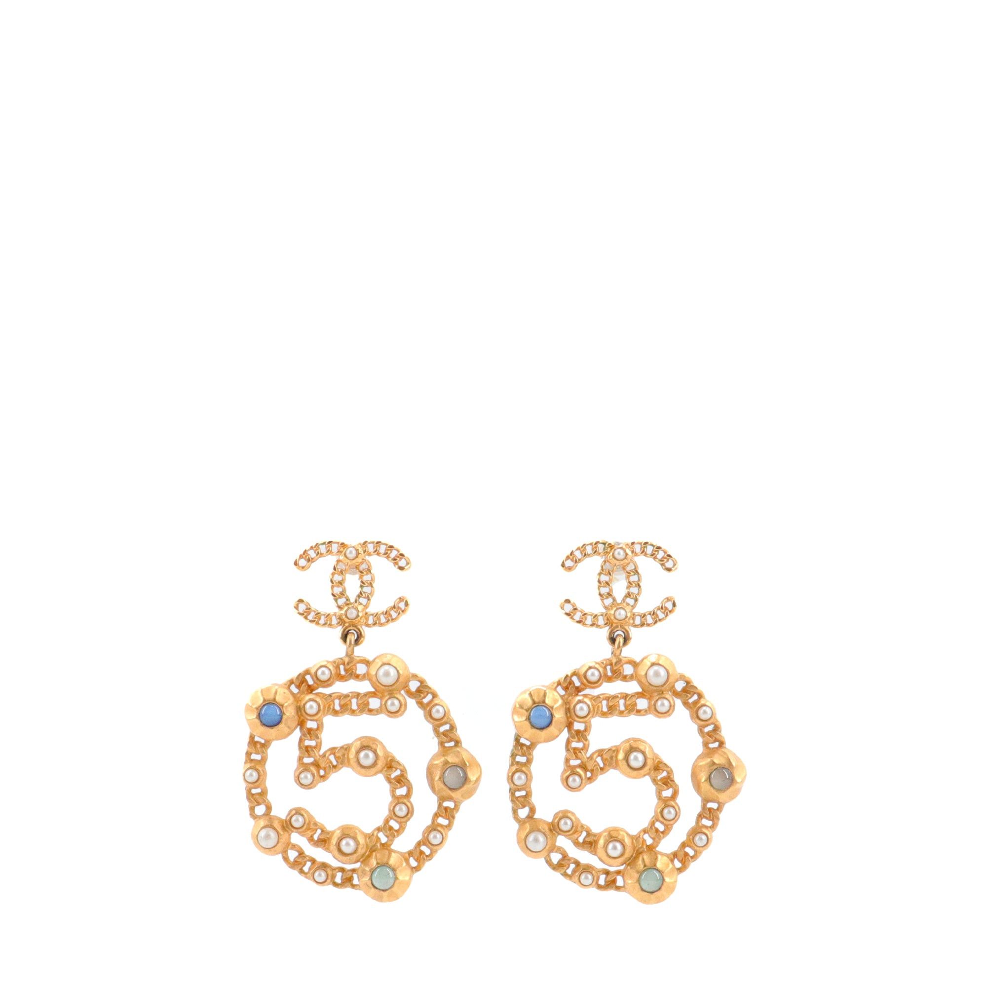Chanel CHANEL - Chanel 5 earrings in gold metal Size ONE SIZE - 1 Thumbnail