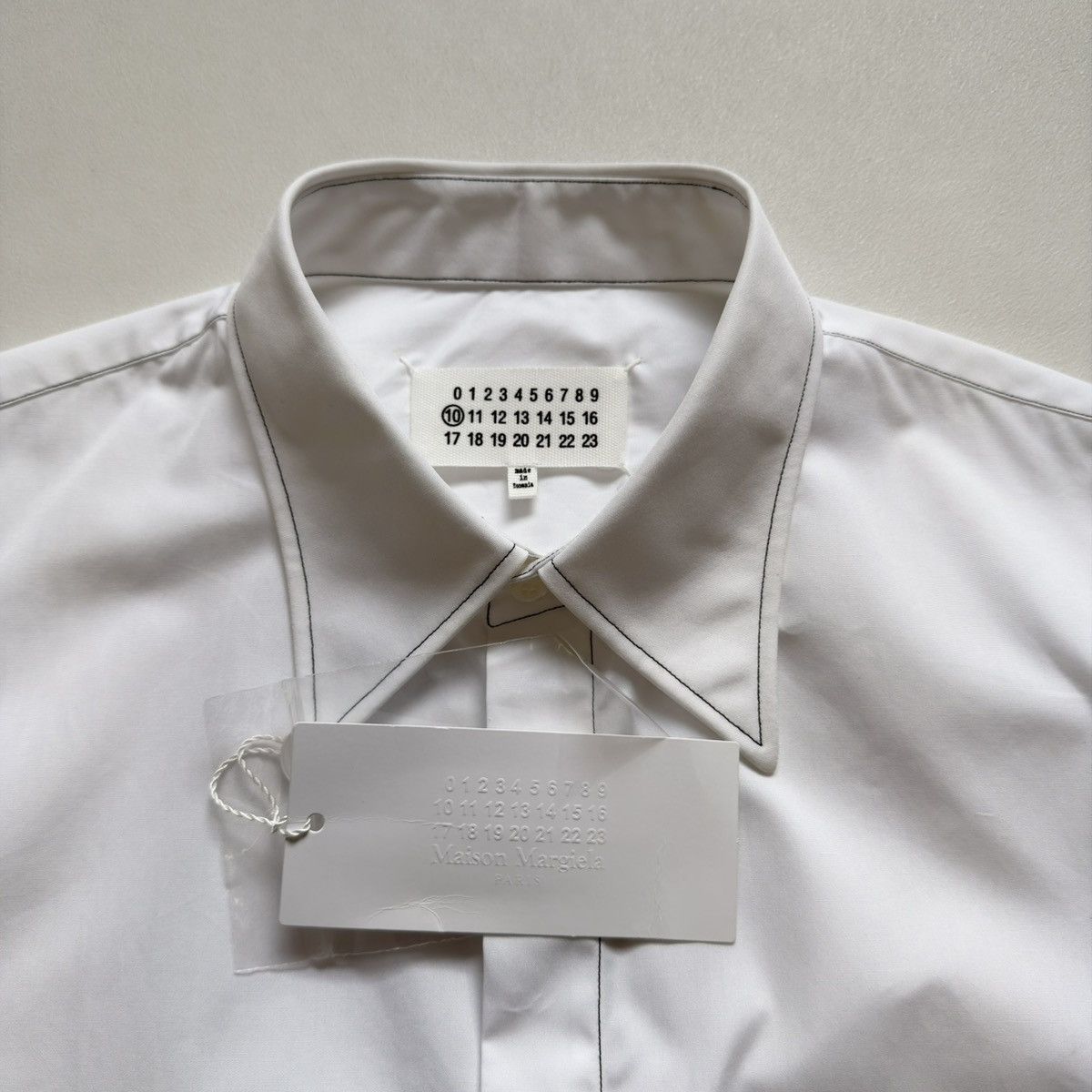 Maison Margiela S/S 18 White Cotton Contrast Stitch Shirt Size US L / EU 52-54 / 3 - 4 Thumbnail