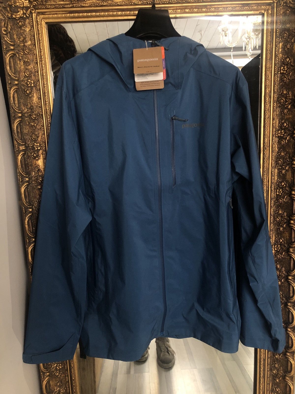 image of Patagonia M’S Storm 10 Jkt Wavy Blue in Blue Wave, Men's (Size Large)