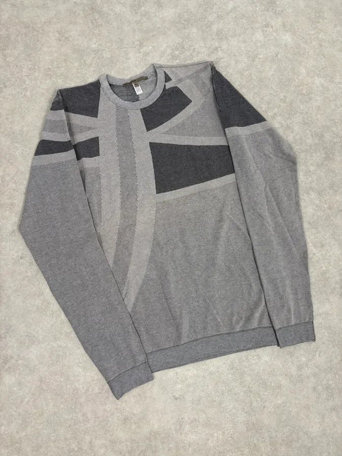 Marithe + Francois Girbaud 1990s Marithé + François Girbaud Grey Geometric Crewneck Sweater Size US S / EU 44-46 / 1 - 4 Thumbnail