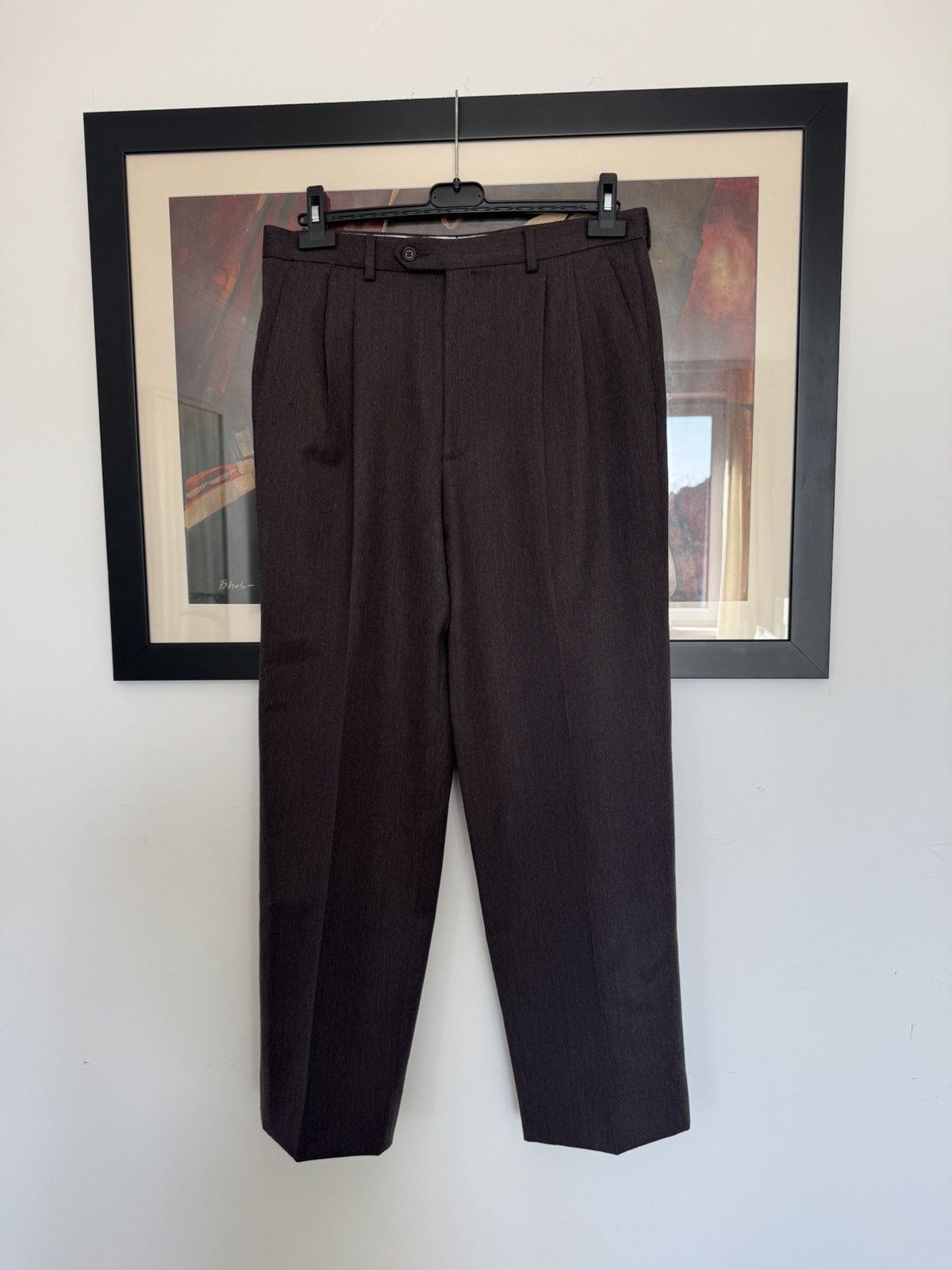 Yves Saint Laurent Vintage Yves Saint Laurent YSL Washed Brown Wool Pant Luxury Size US 34 / EU 50 - 1 Thumbnail