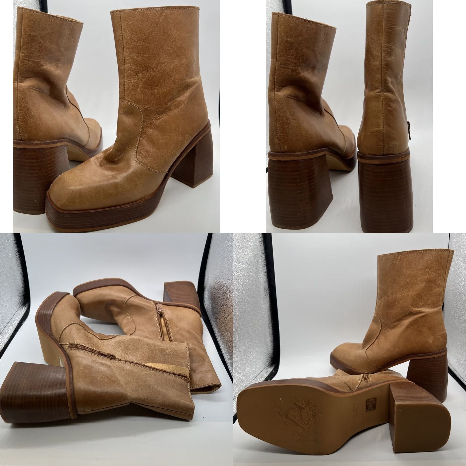 Free People Free People Ruby Platform Ankle Boots Womens 9.5 Brown Leather Chunky Heel Size US 10 / IT 40 - 9 Thumbnail