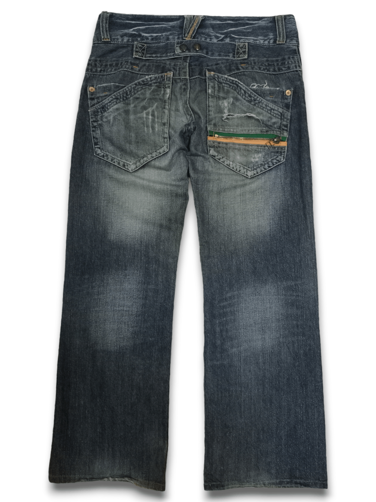 Japanese Brand Vintage Japanese Brand Studded Buckle Distressed Baggy Jeans Size US 33 - 1 Thumbnail
