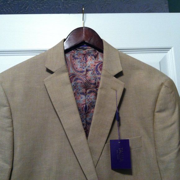 Tallia TALLIA MEN'S NEW TAN 100%COTTON SPORT JACKET COAT SIZE: L Size US L / EU 52-54 / 3 - 1 Thumbnail