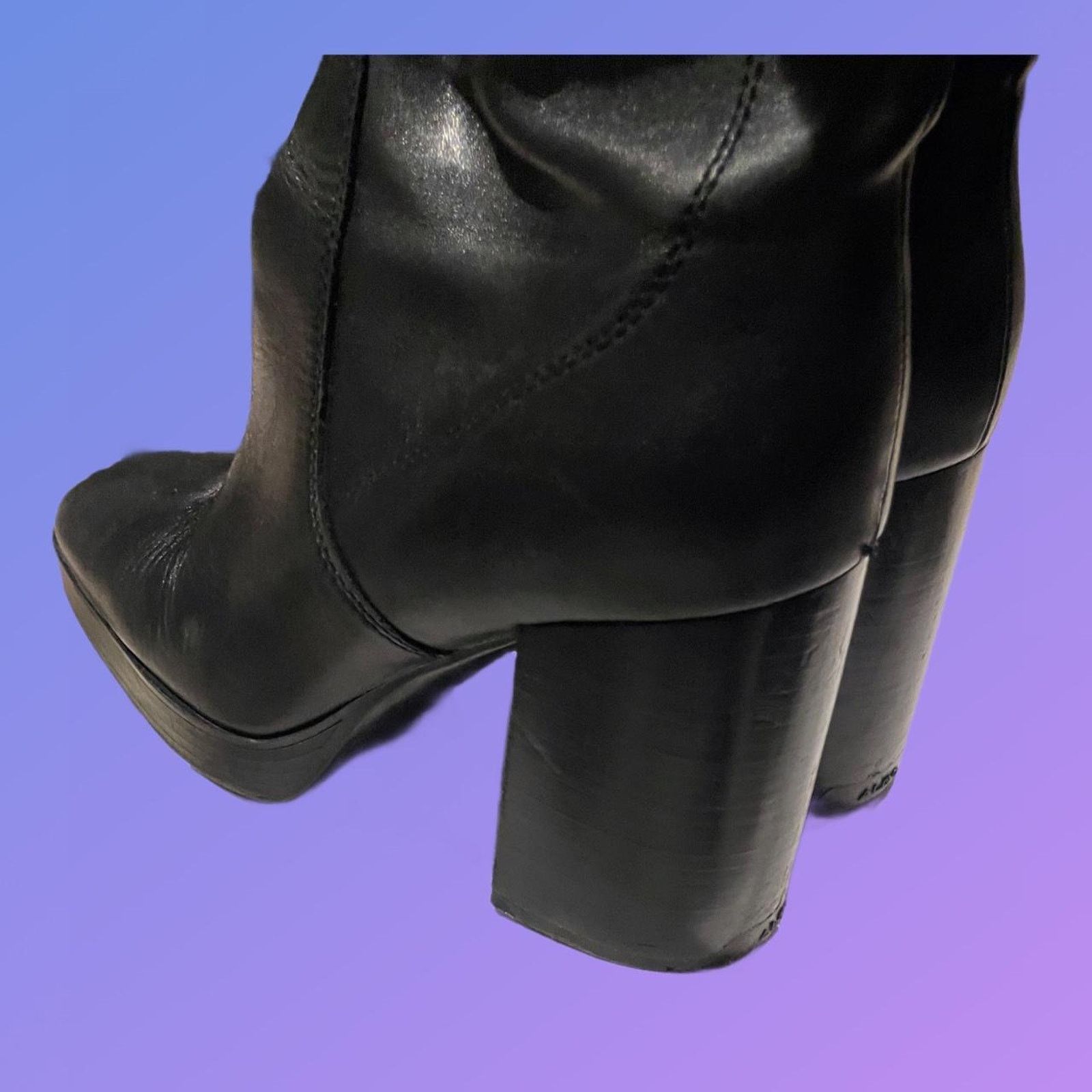 Aldo Aldo black leather knee high platform Size US 8 / IT 38 - 4 Thumbnail