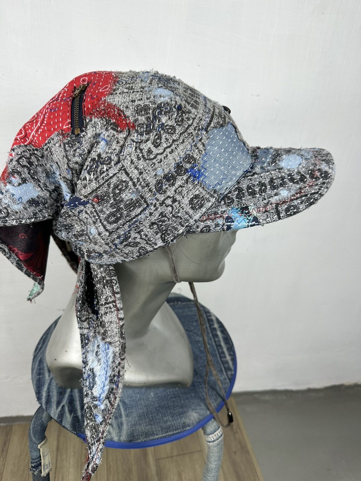 Handmade Custom Made Distressed Paisley patchwork 2 way Mask/hats Size ONE SIZE - 17 Thumbnail