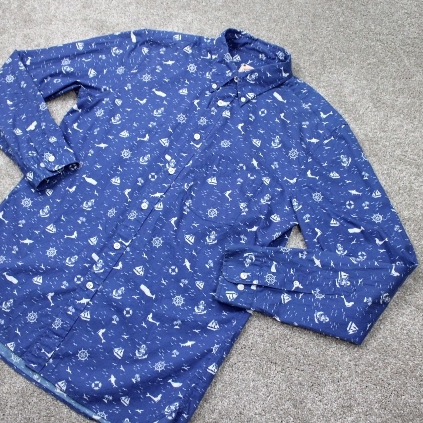 Brooks Brothers Brooks Brothers Fleece AOP Shirt Mens Medium Blue All Over Print Size US M / EU 48-50 / 2 - 3 Thumbnail