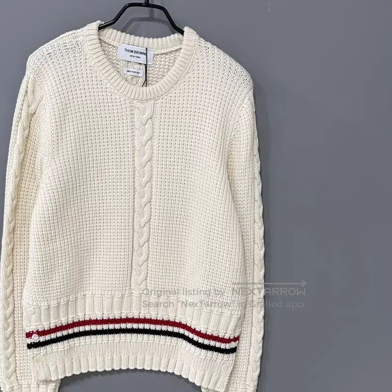 Thom Browne Thom Browne White Striped Crewneck Knit Sweater Size US L / EU 52-54 / 3 - 2 Thumbnail