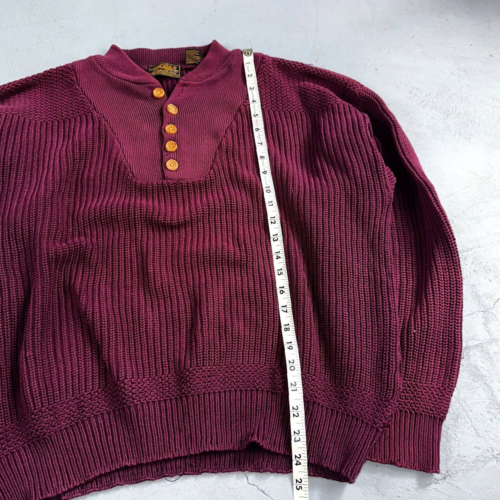 Eddie Bauer VINTAGE Eddie Bauer Sweater Large Maroon Knit Henley Pullover Outdoor 80s Mens Size US L / EU 52-54 / 3 - 6 Thumbnail