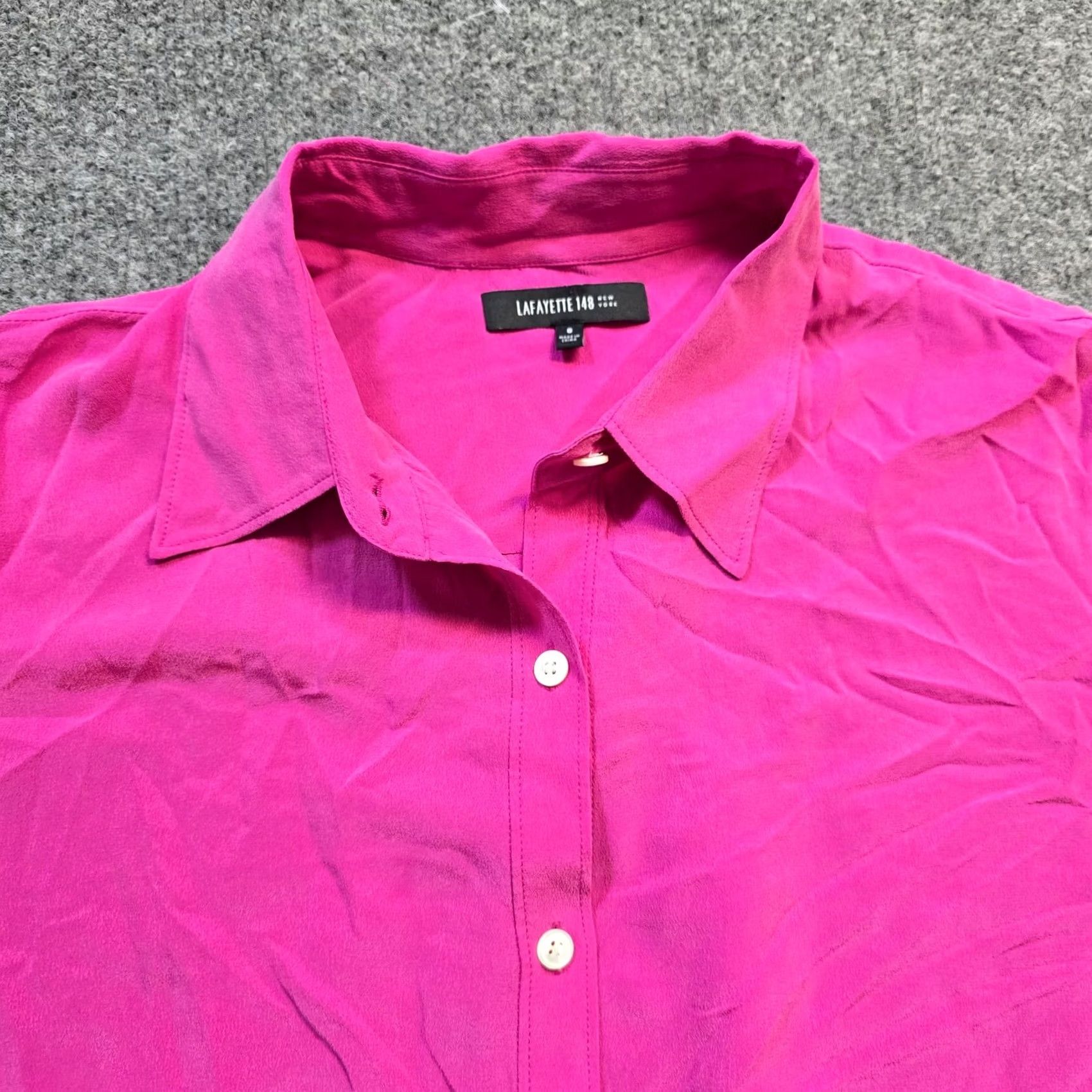 Pinko Lafayette 148 New York Top Womens Size 8 Pink Silk Button 3/4 Sleeve Lightweight Blouse Womens Clothing Size M / US 6-8 / IT 42-44 - 2 Thumbnail