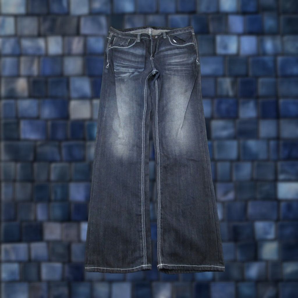 Denime CJ Black Jeans Mens Dark Wash Blue Denim Straight Leg Flap Pockets Size 34x34 Size US 34 / EU 50 - 1 Thumbnail