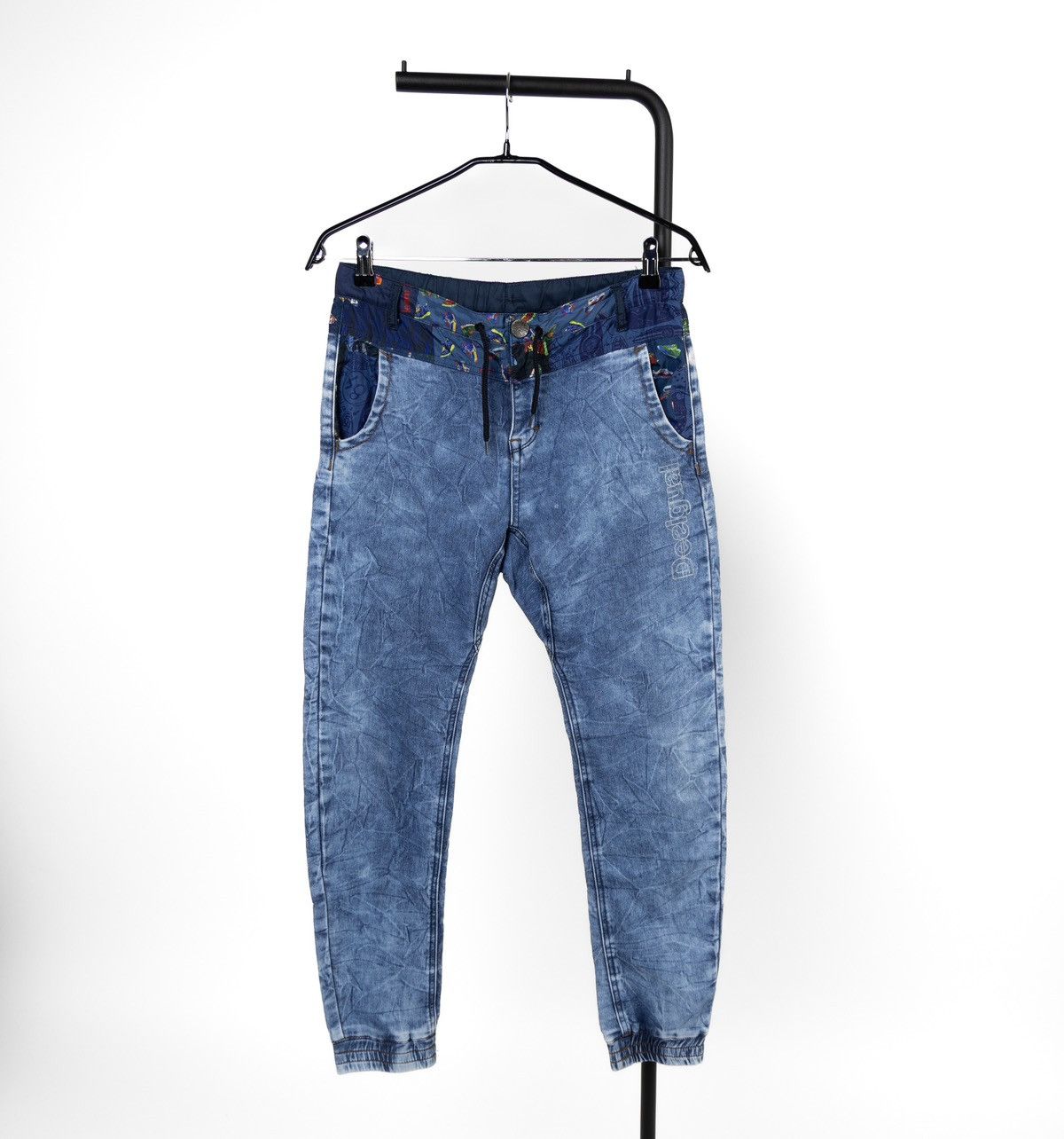 Desigual Desigual Girls Blue Denim Jogger Pants Elastic Waist Printed Size 27" / US 4 / IT 40 - 1 Thumbnail
