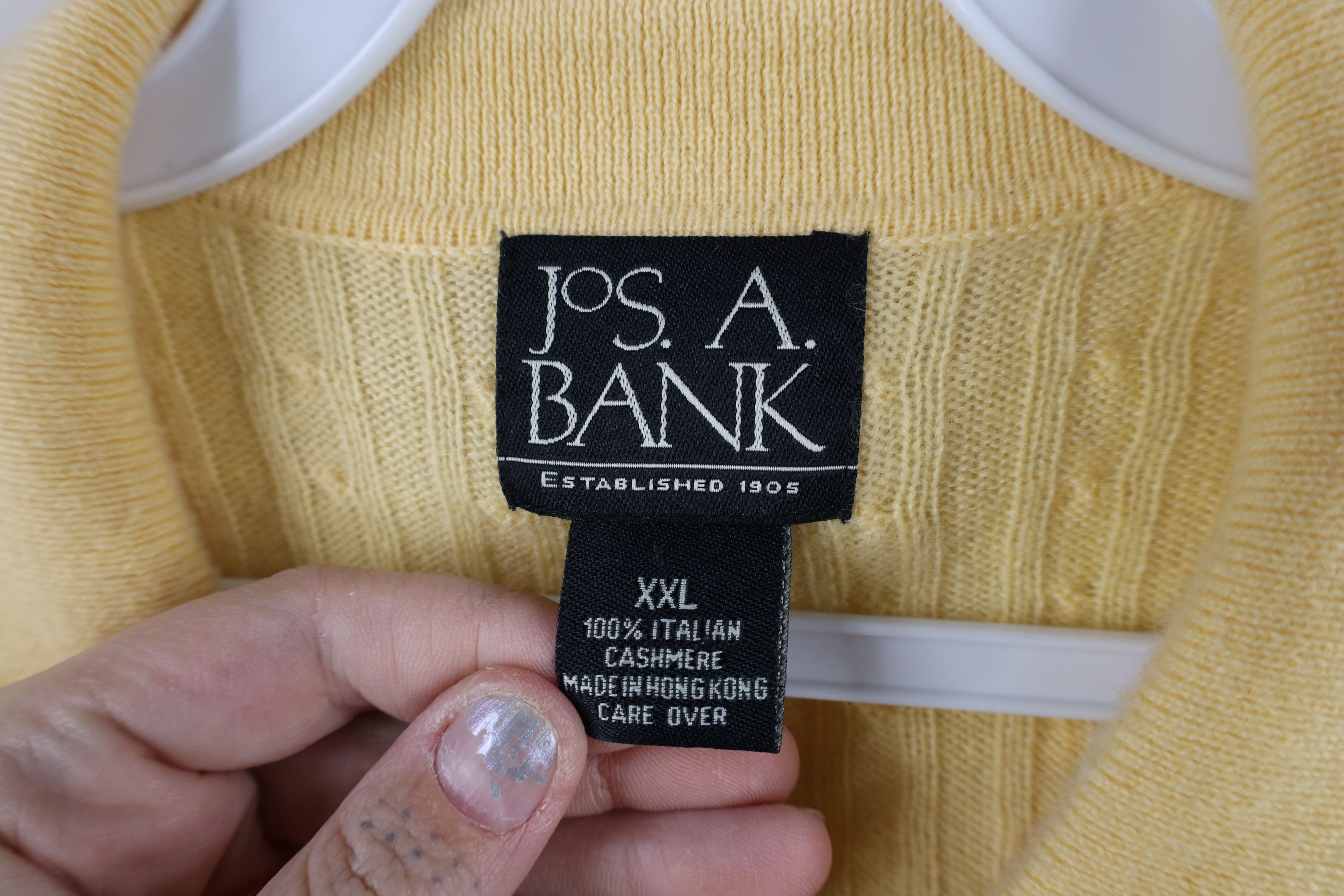 Jos. A. Bank × Vintage Vintage Jos A Bank Soft Cashmere Cable Knit Collared Sweater Size US XXL / EU 58 / 5 - 7 Thumbnail