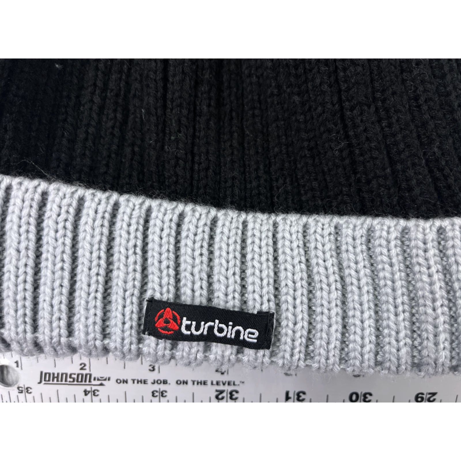 Vintage Turbine Beanie Adult One Size Black Gray Cable Knit 100% Acrylic Pom Vintage No (if applicable) Mens Beanie Size ONE SIZE - 2 Thumbnail