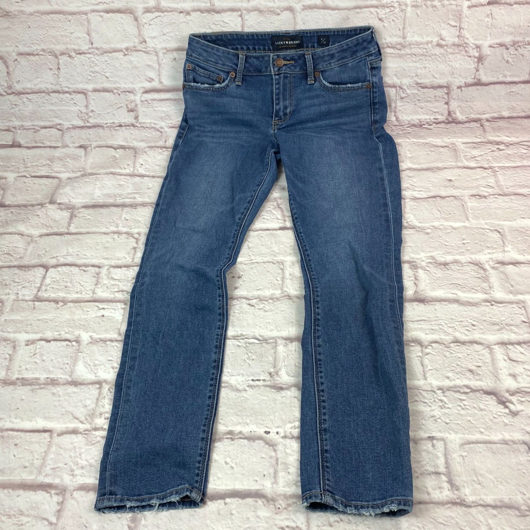 Lucky Brand Lucky Brand Jeans Womens Size 4/27 Lolita Skinny Low-Rise Raw Hem Medium Wash Blue 90s Size 27" / US 4 / IT 40 - 3 Thumbnail