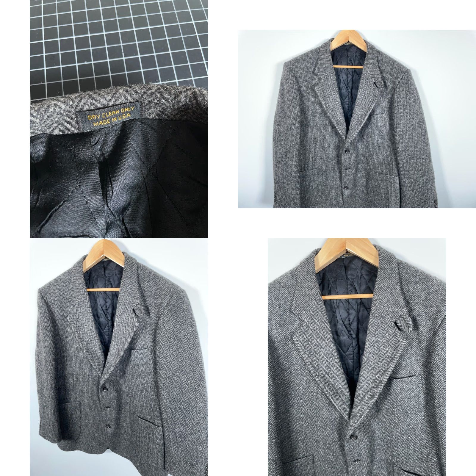 Vintage VINTAGE L.L. Bean Blazer Wool Gray 44 Regular Three-Button Notch Lapel USA Made Thinsulate Jacket Size 44R - 10 Thumbnail