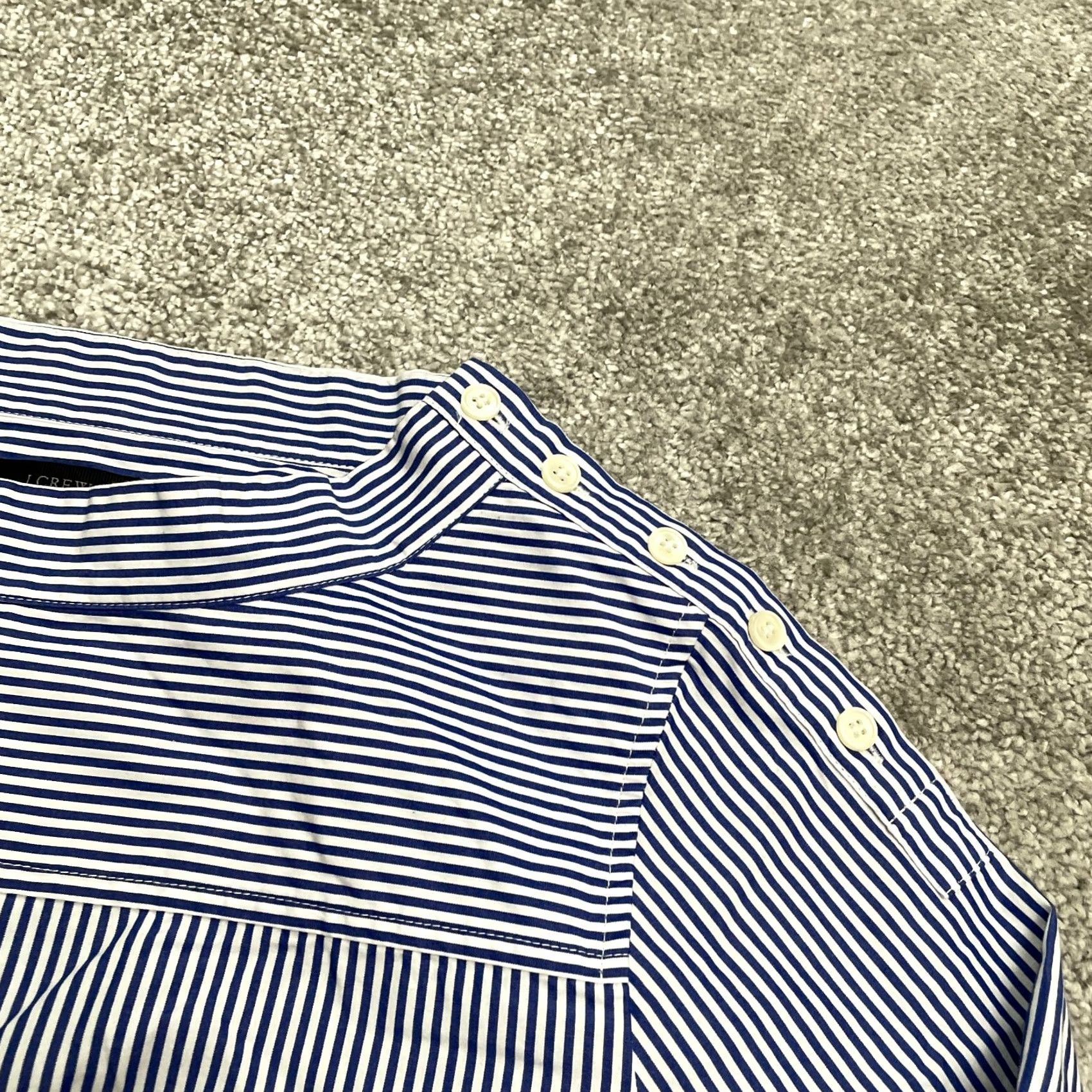 J.Crew J.Crew Blouse Tunic Hi-Lo Womens 00 Blue White Striped Funnel Neck Casual Work Shirt Size XXS / US 00 / IT 34 - 3 Thumbnail