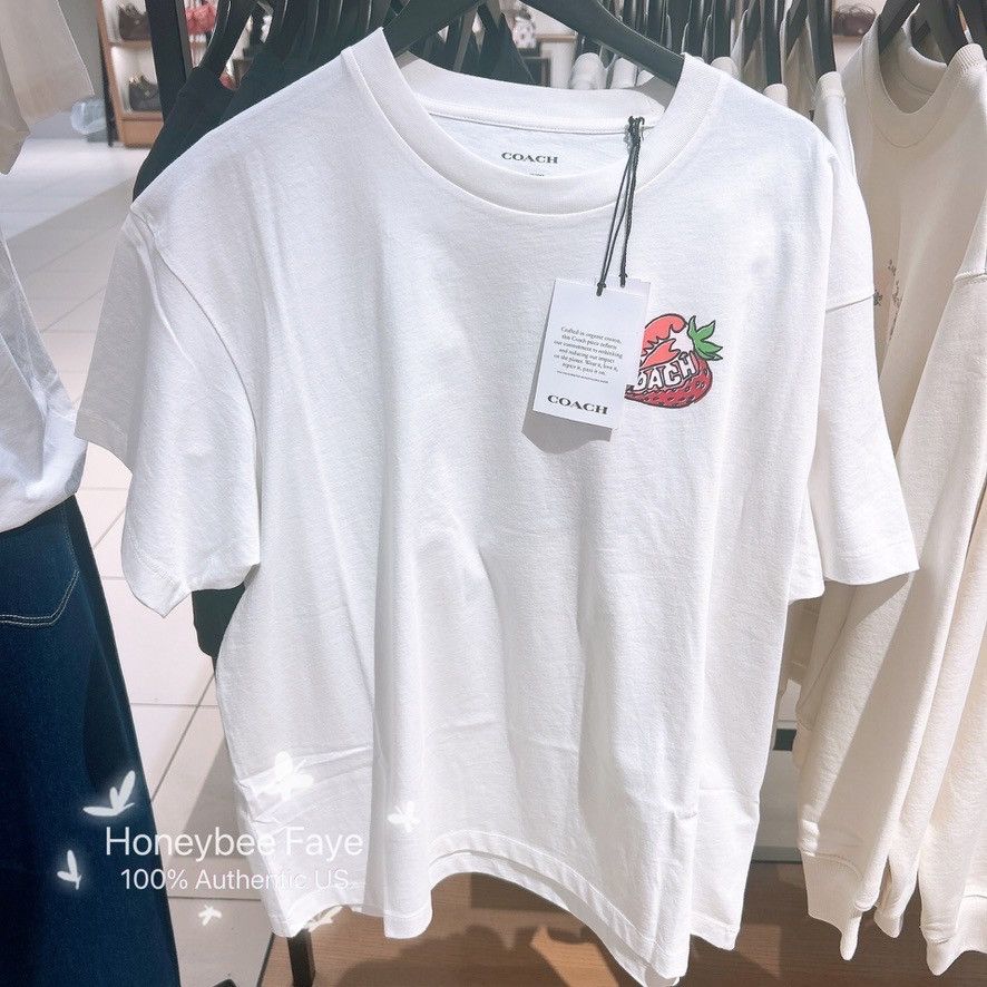 Coach Strawberry Relaxed T Shirt In Organic Cotton CAH64 Size M / US 6-8 / IT 42-44 - 3 Thumbnail