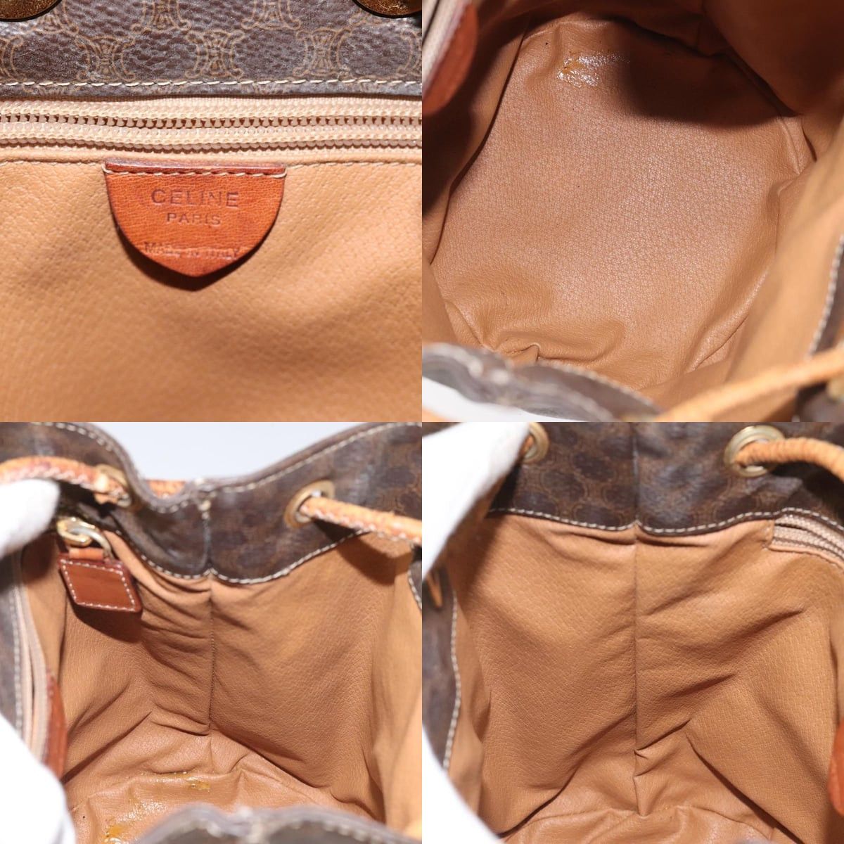 Celine CELINE Macadam Canvas Purse Backpack Pvc Leather Brown Gold Size ONE SIZE - 12 Thumbnail