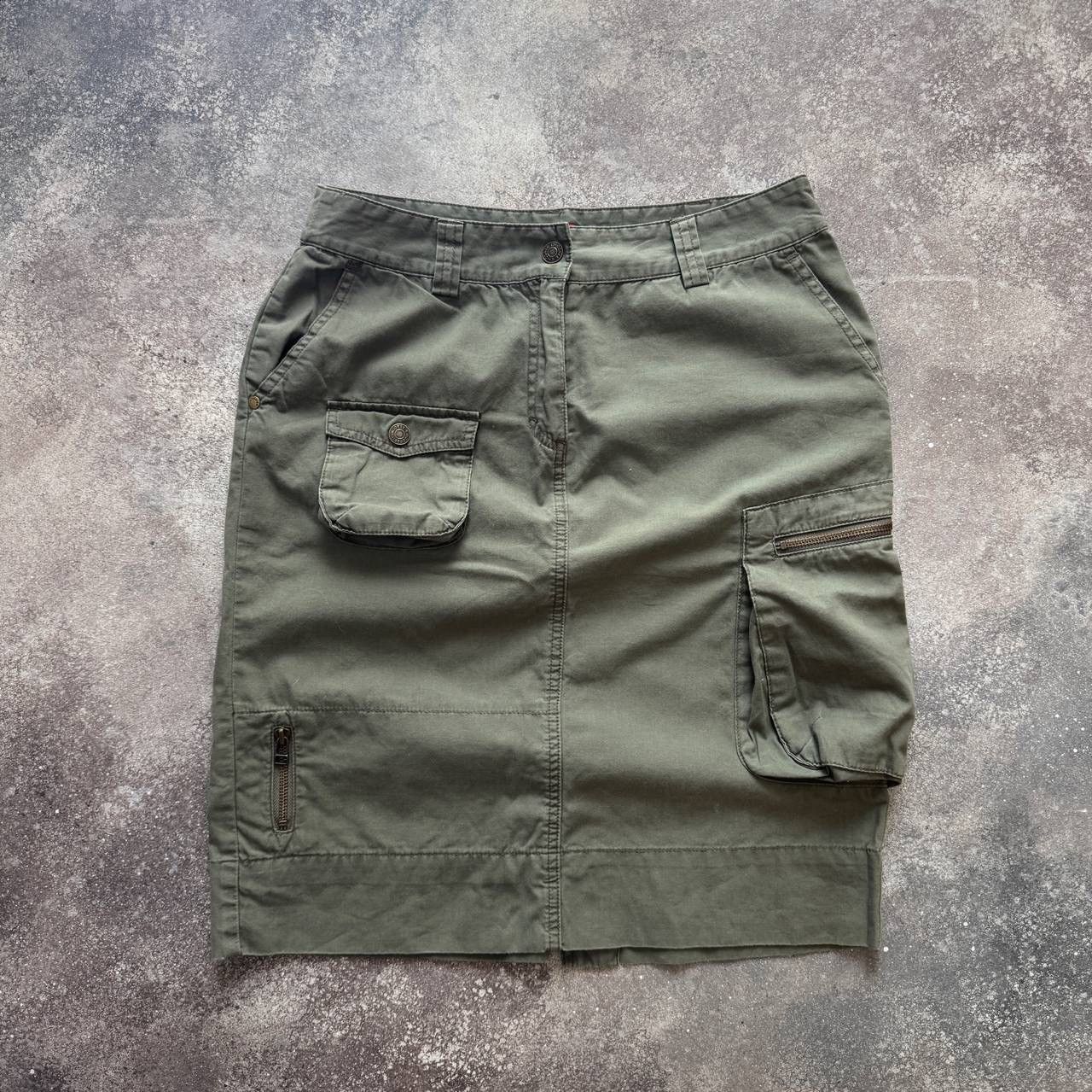 20471120 Y2K Military Style Avant Garde Cargo Midi Skirt Size 29" - 1 Thumbnail