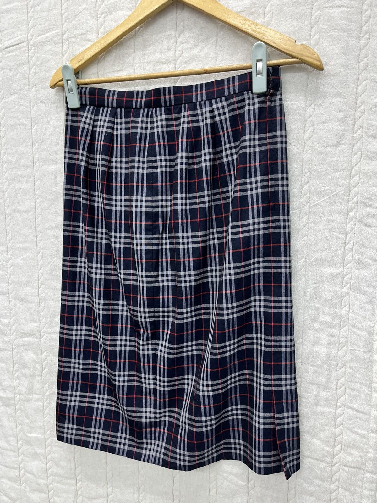 Burberry × Vintage ARCHIVE🔥BURBERRY WOOL CHECKED SKIRT Size 28" / US 6 / IT 42 - 3 Thumbnail