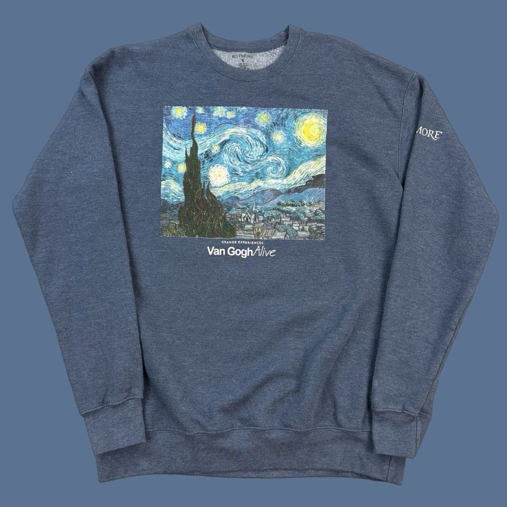 Vintage Biltmore Sweatshirt Mens Small Vincent Van Gogh Alive Starry Night Pullover Size US M / EU 48-50 / 2 - 1 Thumbnail