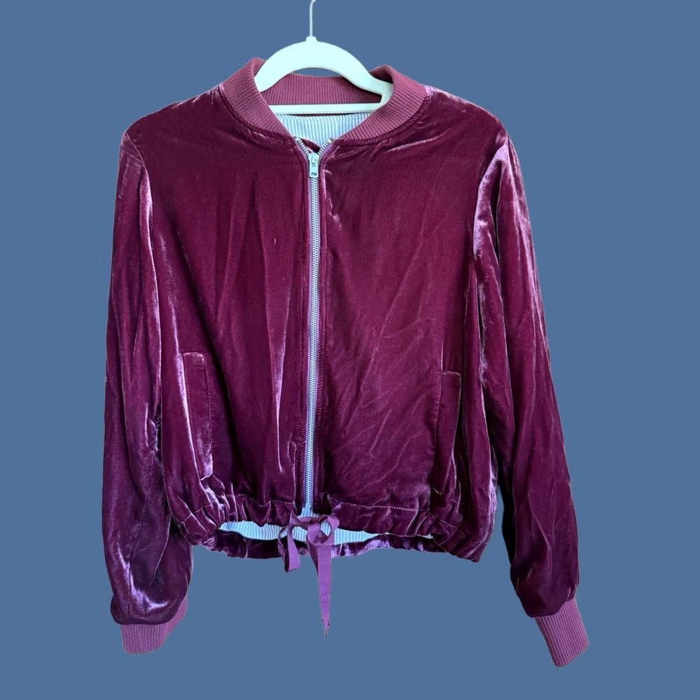 J.Crew J.CREW Burgundy Velvet Jacket Womens Medium Preppy Classy Zip Size M / US 6-8 / IT 42-44 - 1 Thumbnail