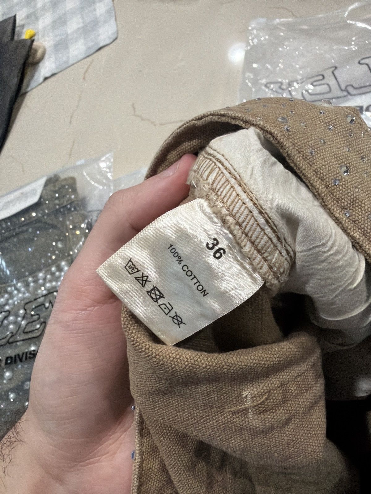 Vale Vale Forever Sand Storm Rhinestone Jorts – Tan 36 New Size US 36 / EU 52 - 7 Thumbnail