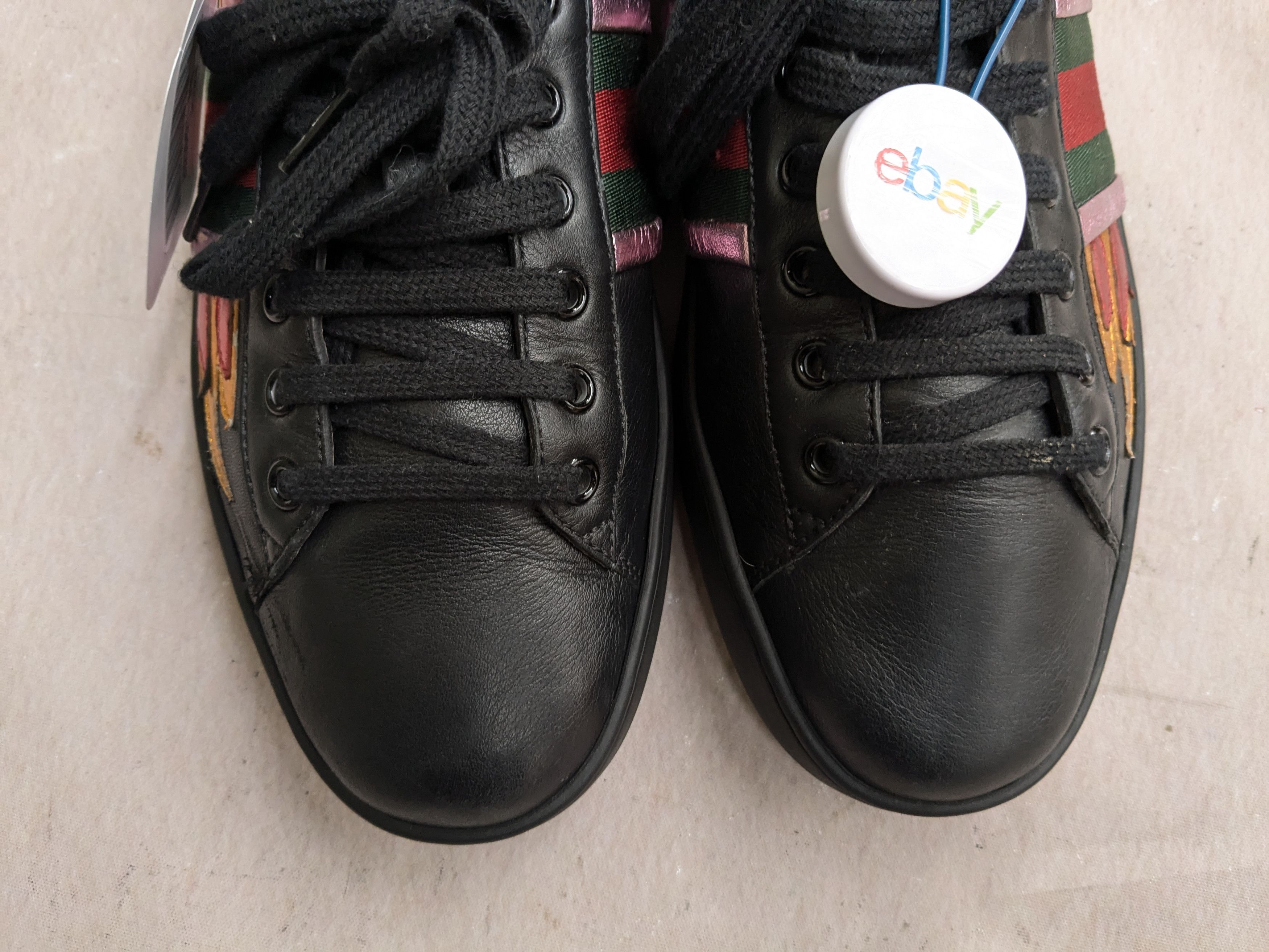 Gucci Ace Sneakers Fire Flame 8.5 Logo Low Tops 440724