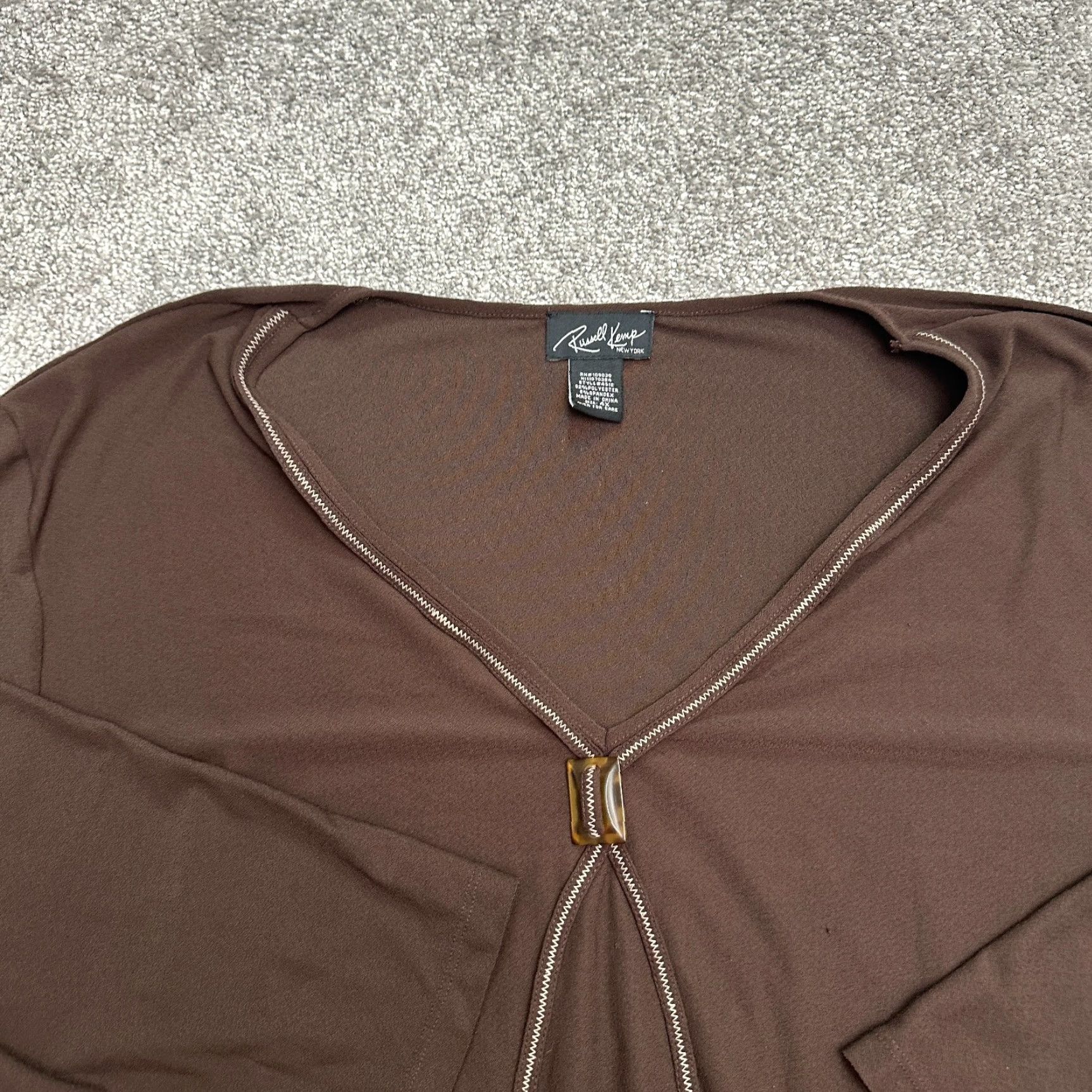 Vintage Russel Kemp New York Blouse Womens 4X Brown Long Sleeve V-Neck Casual Size XXL / US 16-18 / IT 52-54 - 3 Thumbnail