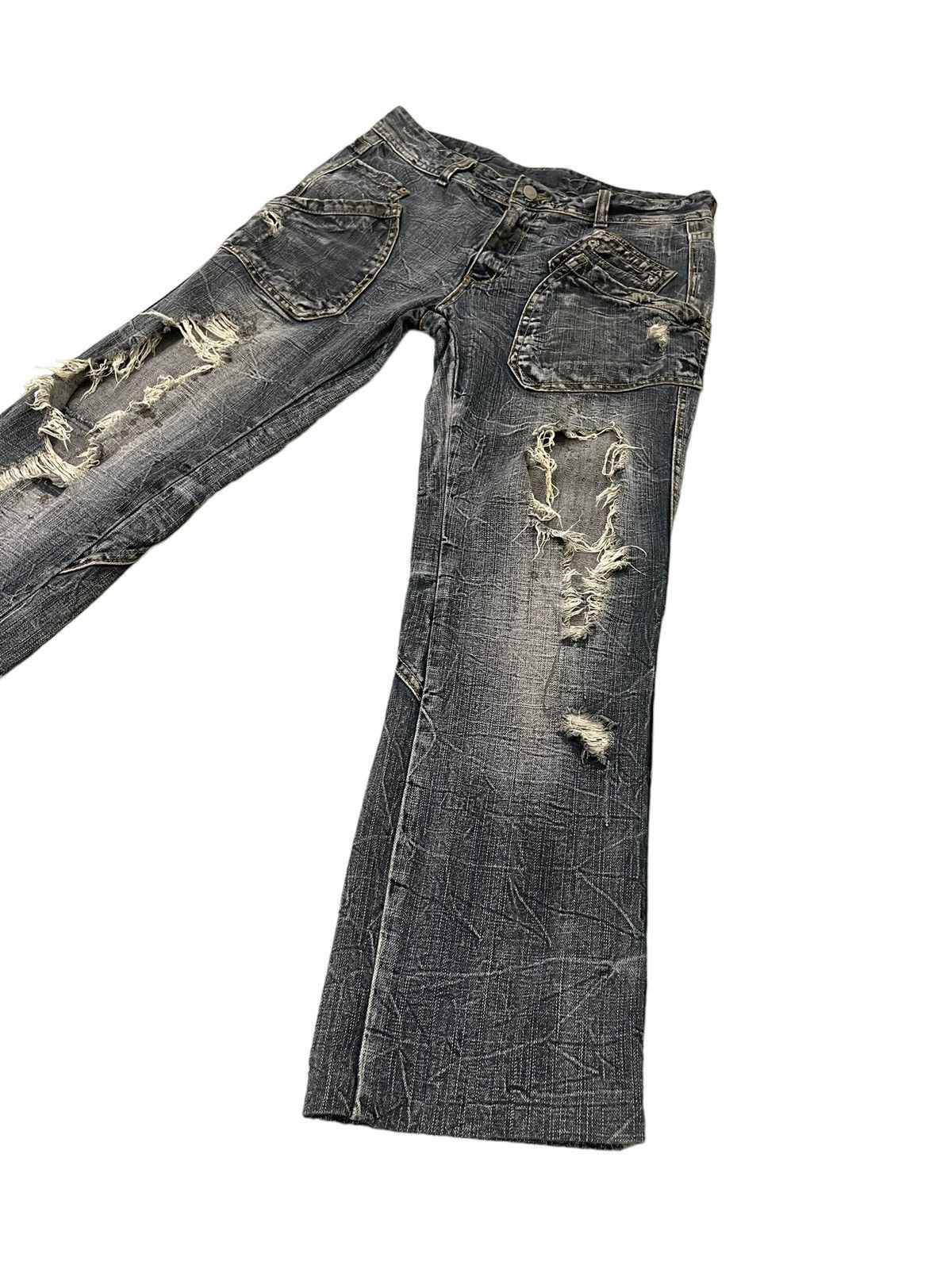 Japanese Brand Painted Jeans Solberry Faded Distress Regular 8🟦3 Size US 33 - 3 Thumbnail