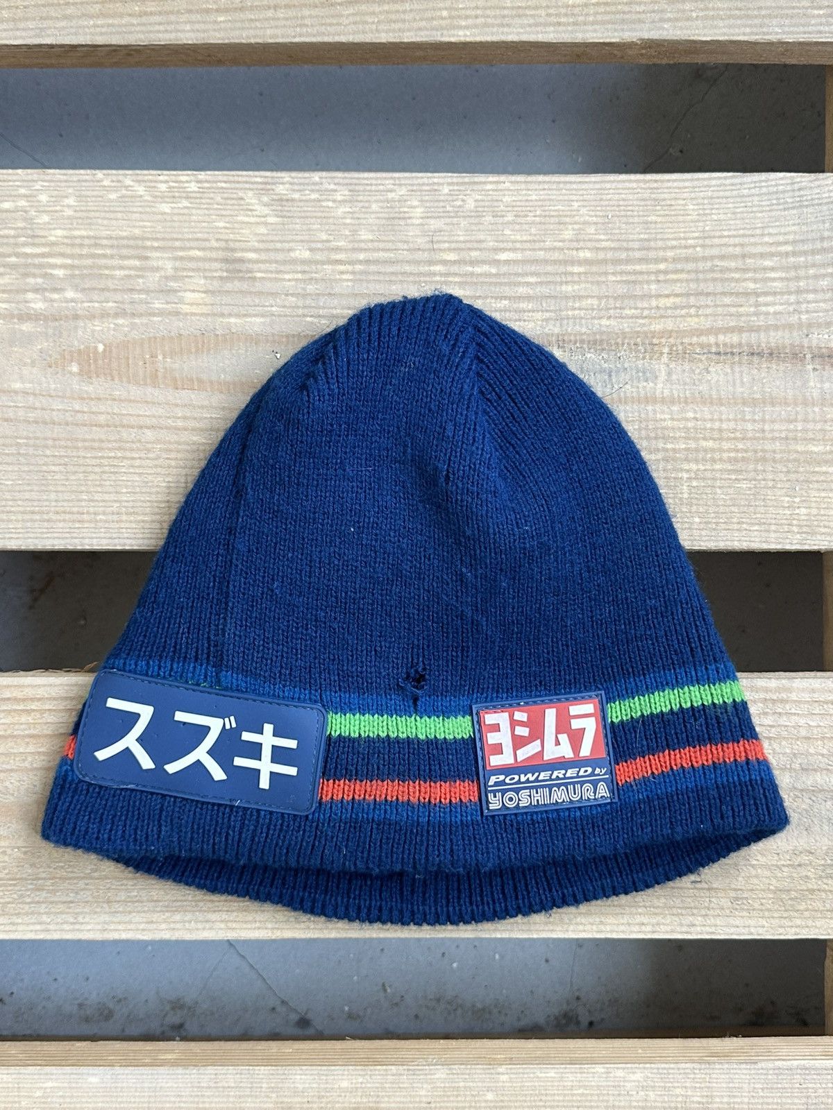 Vintage Vintage Suzuki GSXR Blue Racing Beanie Hat Size ONE SIZE - 4 Thumbnail