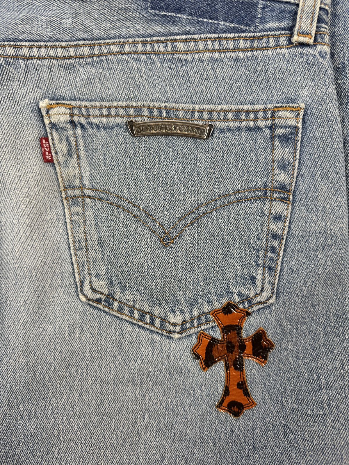 Chrome Hearts PATENT LEOPARD CROSS PATCH DENIM JEANS (RARE) Size US 33 - 5 Thumbnail